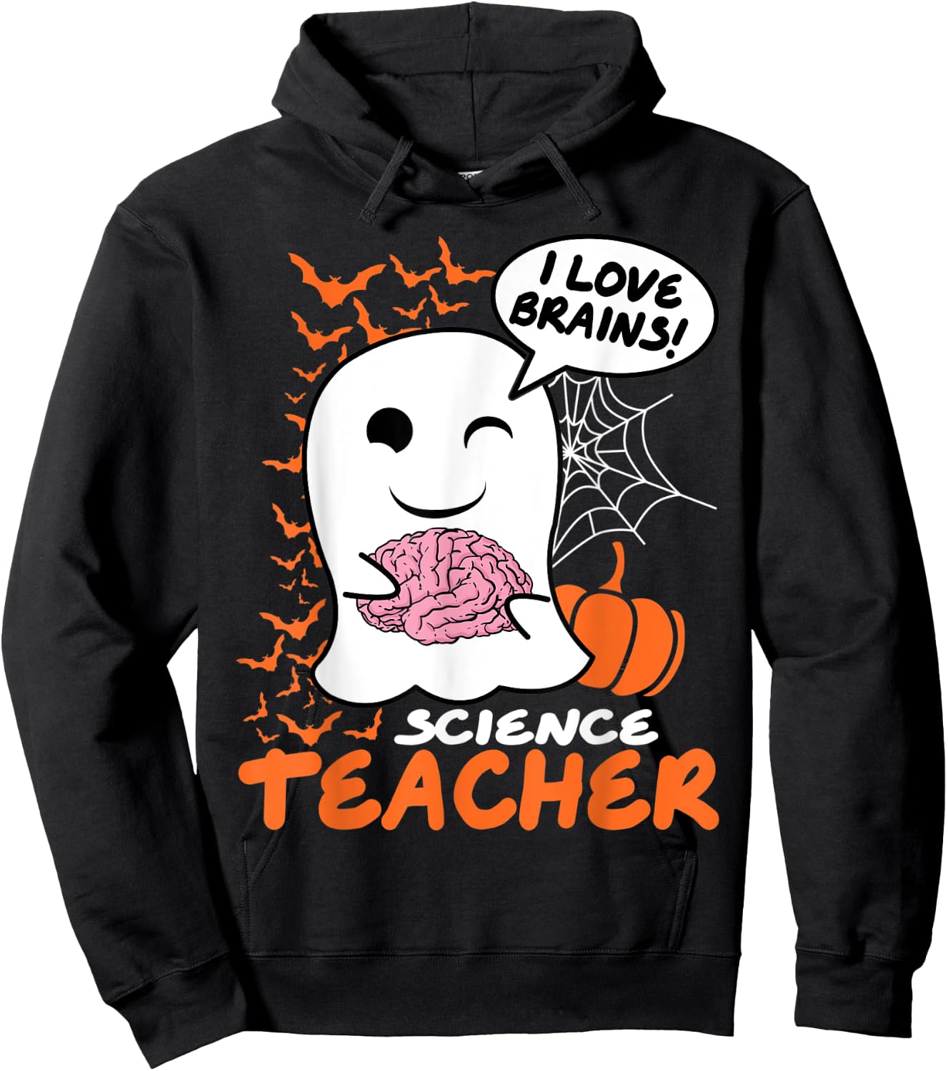 Science Teacher Cute Ghost Halloween Teacher Men Women Hoodie - Hoodie | Black