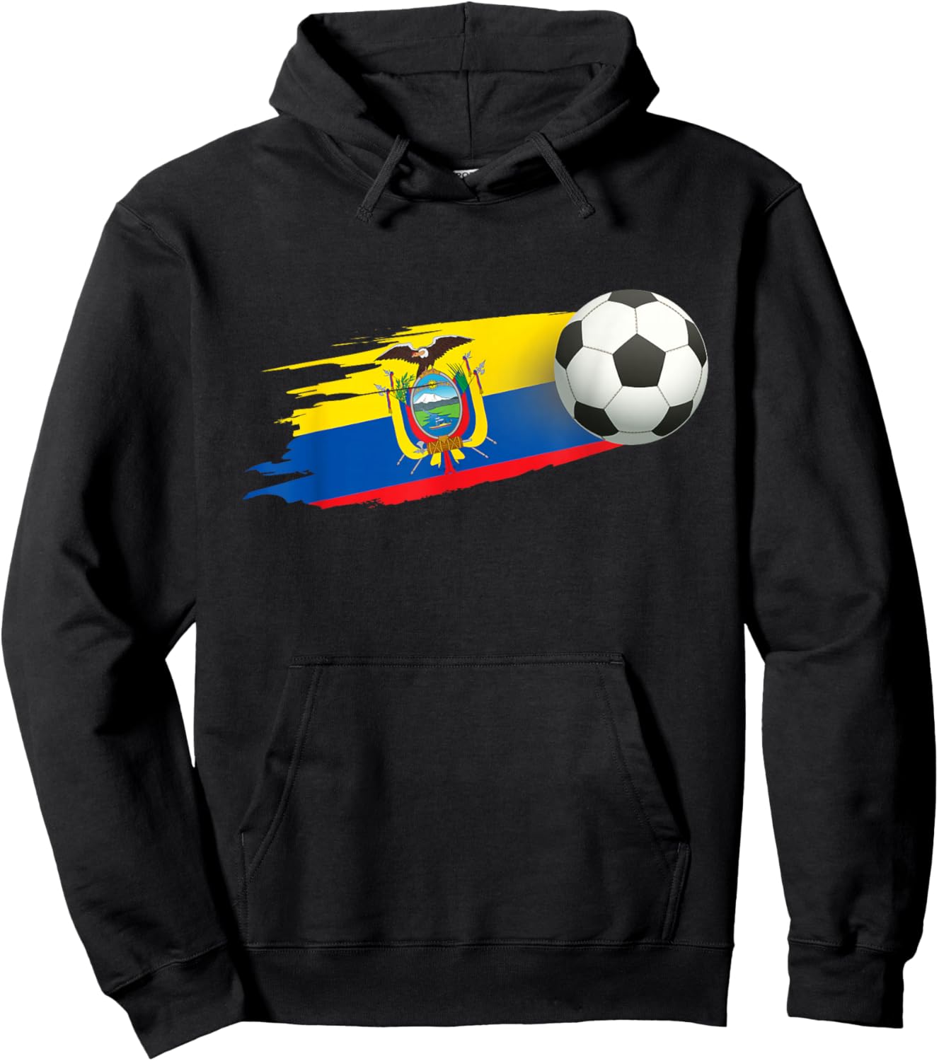 Ecuador Flag Jersey - Soccer Ball Football Hoodie - Hoodie | Black