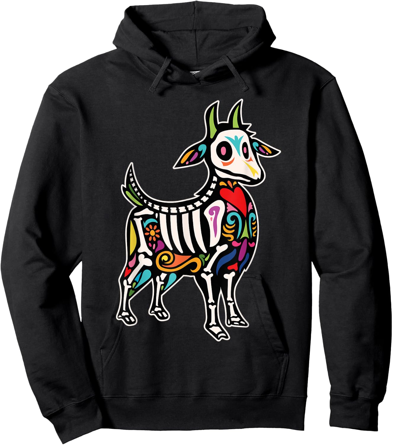 Goat Sugar Skull Mexican Day of the Dead Dia De Muertos Hoodie - Hoodie | Black
