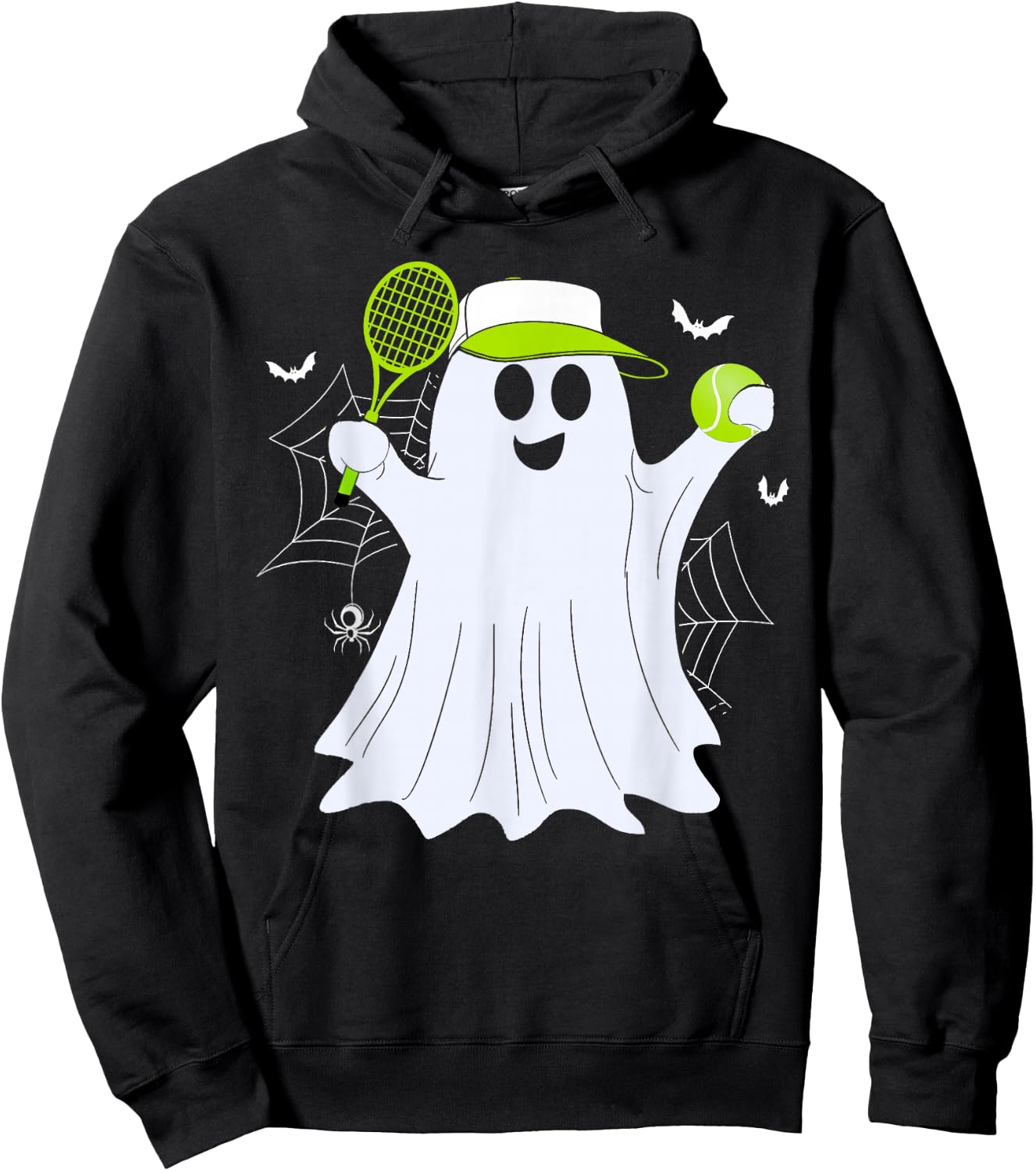 Boo Ghost Playing Tennis Funny Halloween Tennis Costume Hoodie - Hoodie | Black