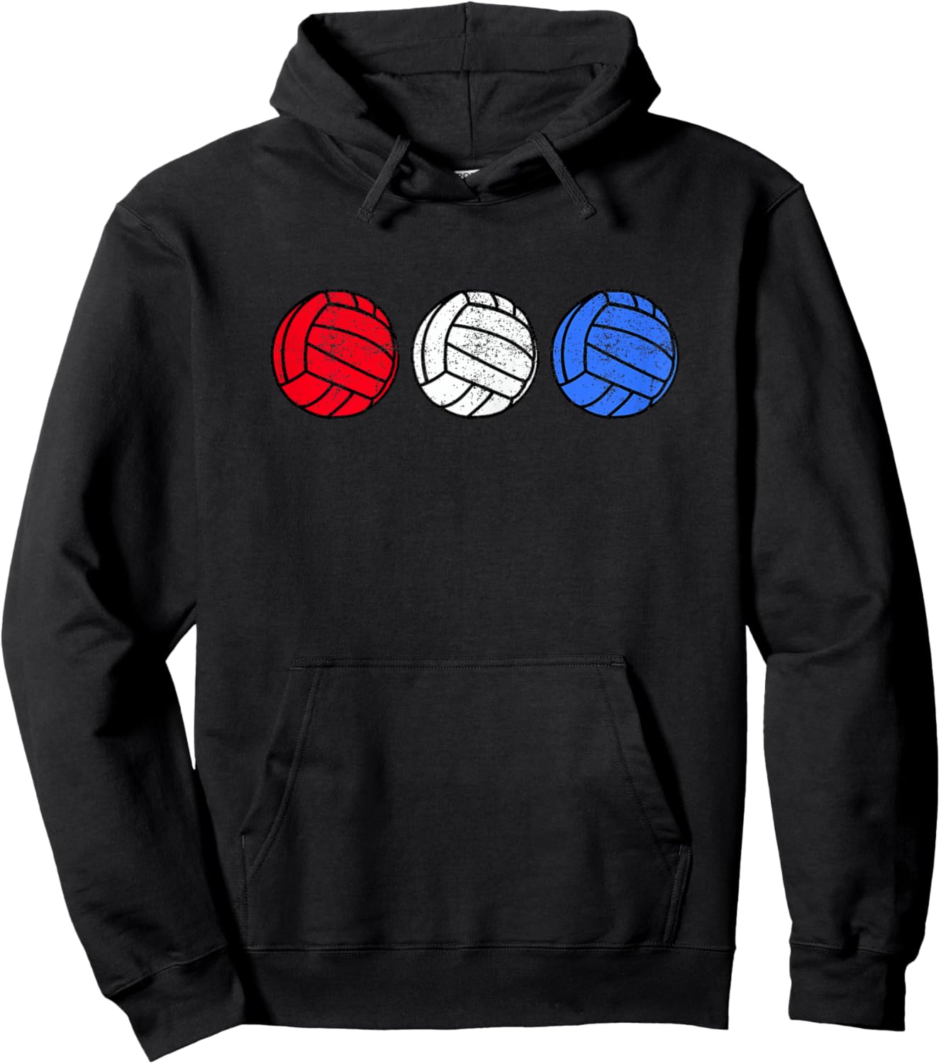 4th of July Volleyball Vintage Red White Blue Teen Girls Hoodie - Hoodie | Black