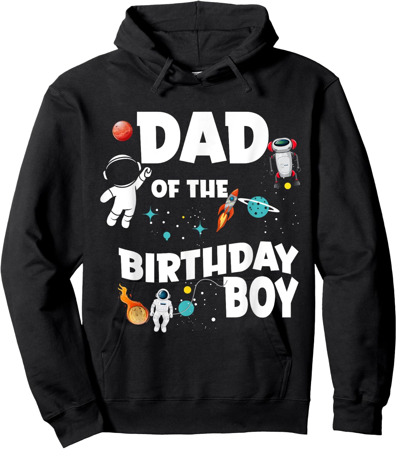 Dad Of The Birthday Boy Space Astronaut Birthday Family Hoodie - Hoodie | Black