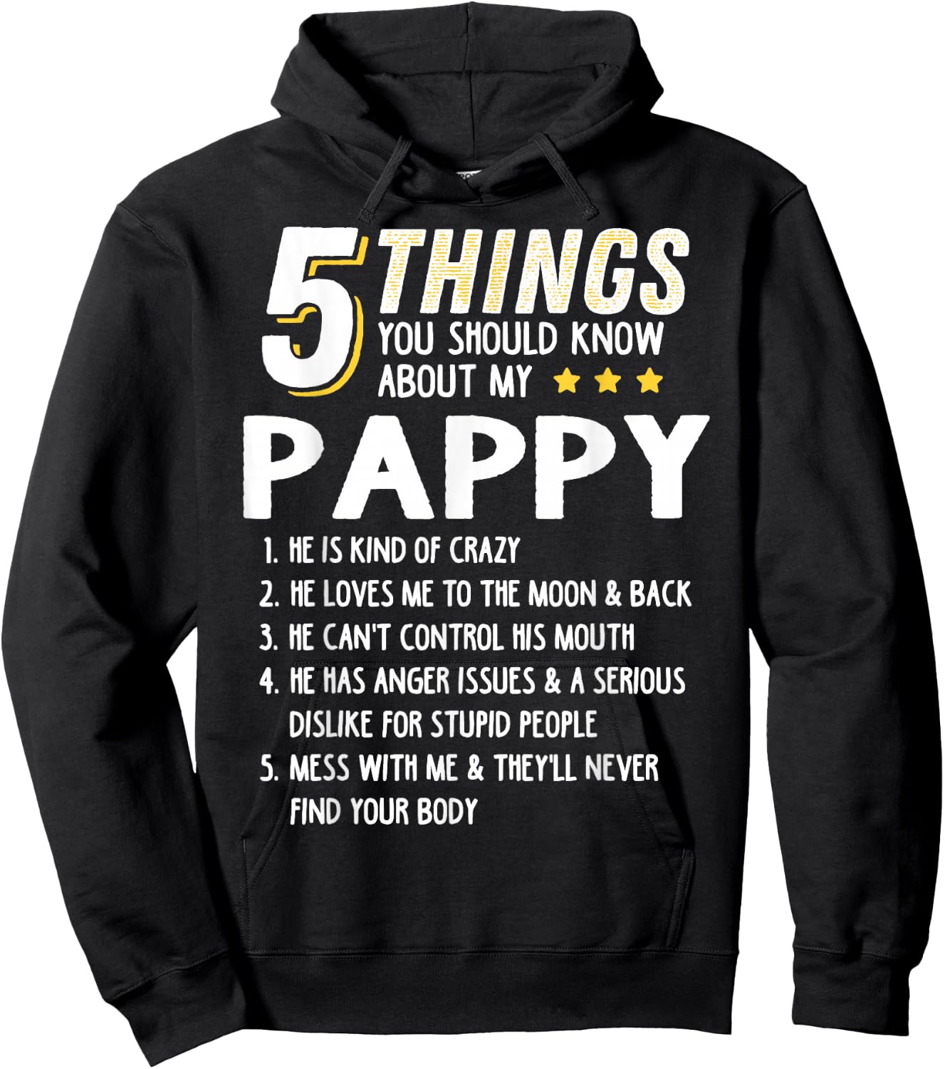 Funny 5 Things Grandpa Pappy Shirt Crazy Gift Hoodie - Hoodie | Black