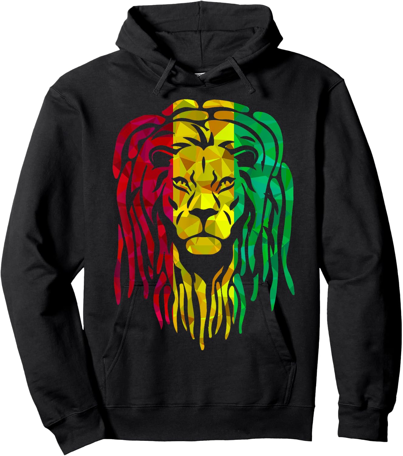 Reggae Lion Face Hippie Mosaic Rastafarian Lion Lover Hoodie - Hoodie | Black
