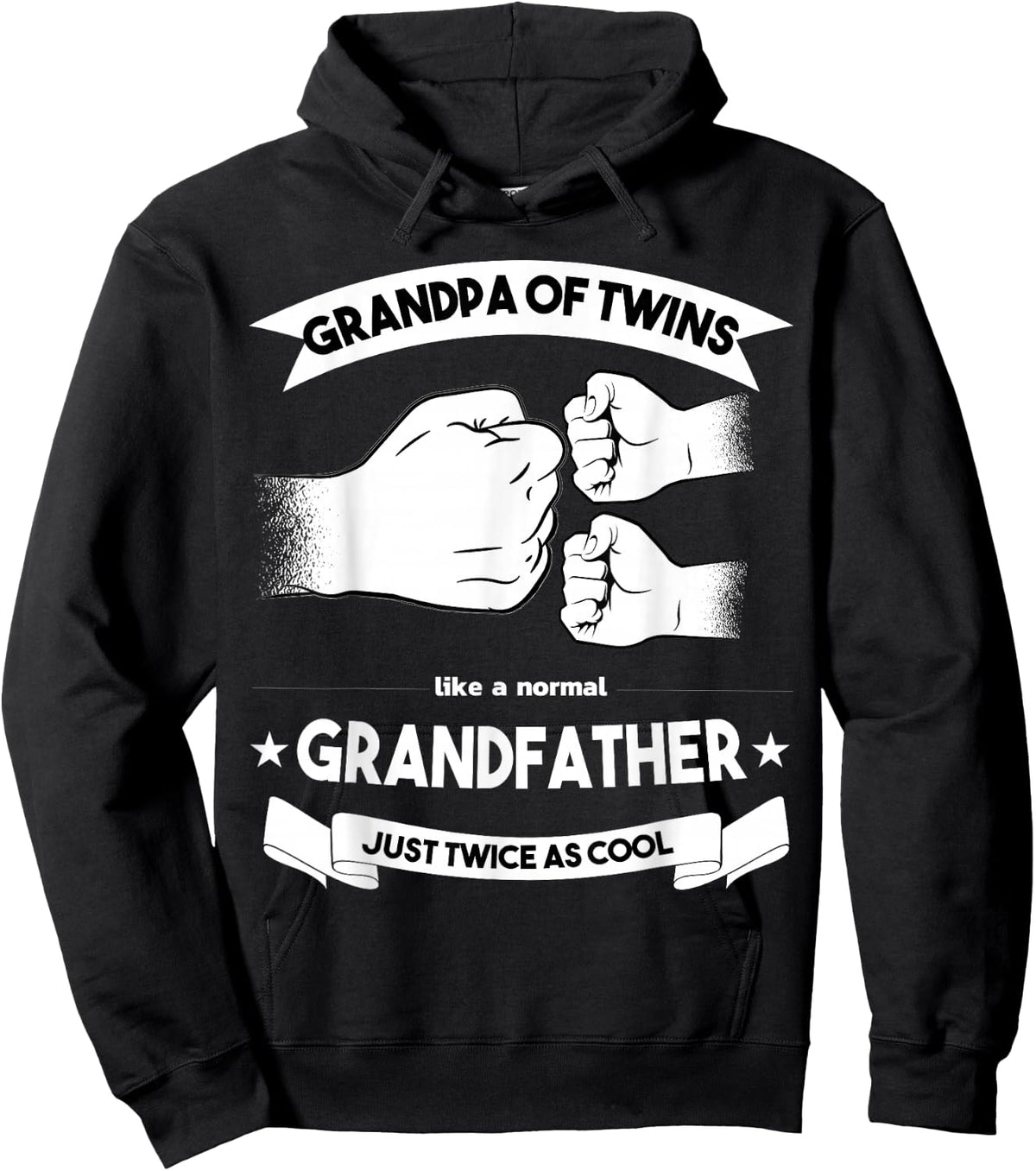 Grandpa of Twins Baby Announcement Party Twin Grandfather Hoodie - Hoodie | Black