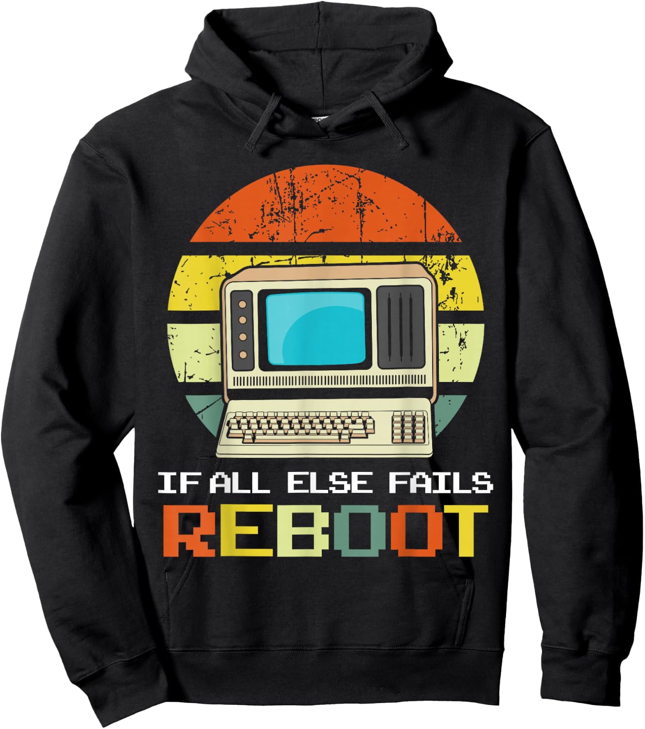 Computer Guy/Girl Reboot funny ,Retro, IT GUY Hoodie - Hoodie | Black