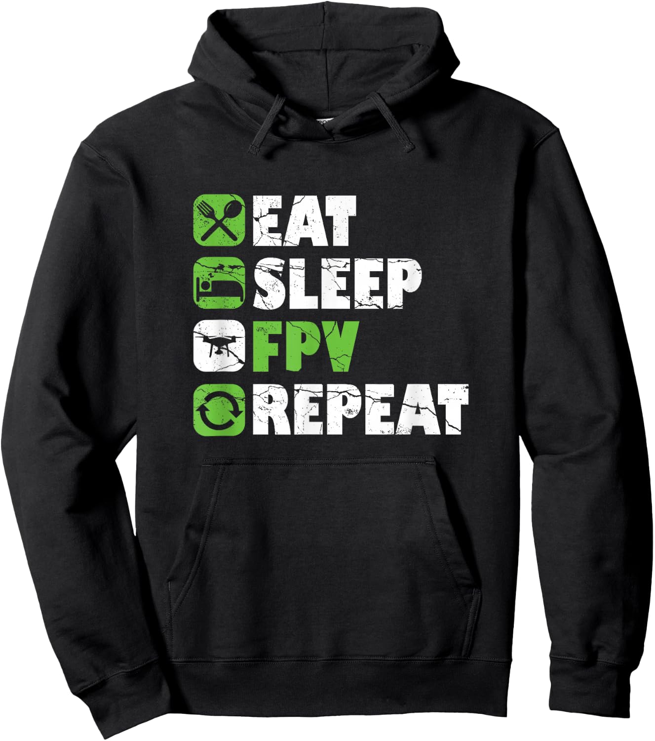 Eat Sleep FPV Drone Pilot Quadcopter Multicopter Quadrotor Hoodie - Hoodie | Black