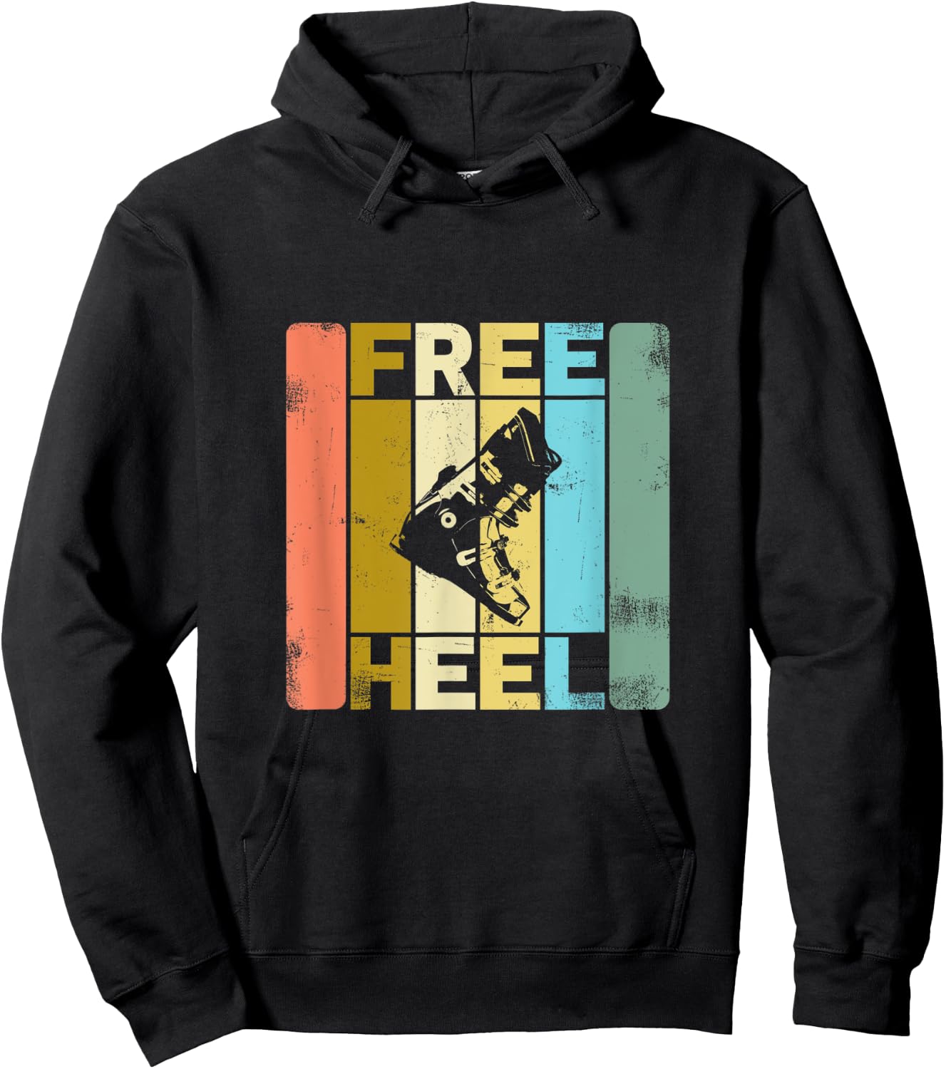 Free Heel Skiing Telemark Ski Retro Hoodie - Hoodie | Black