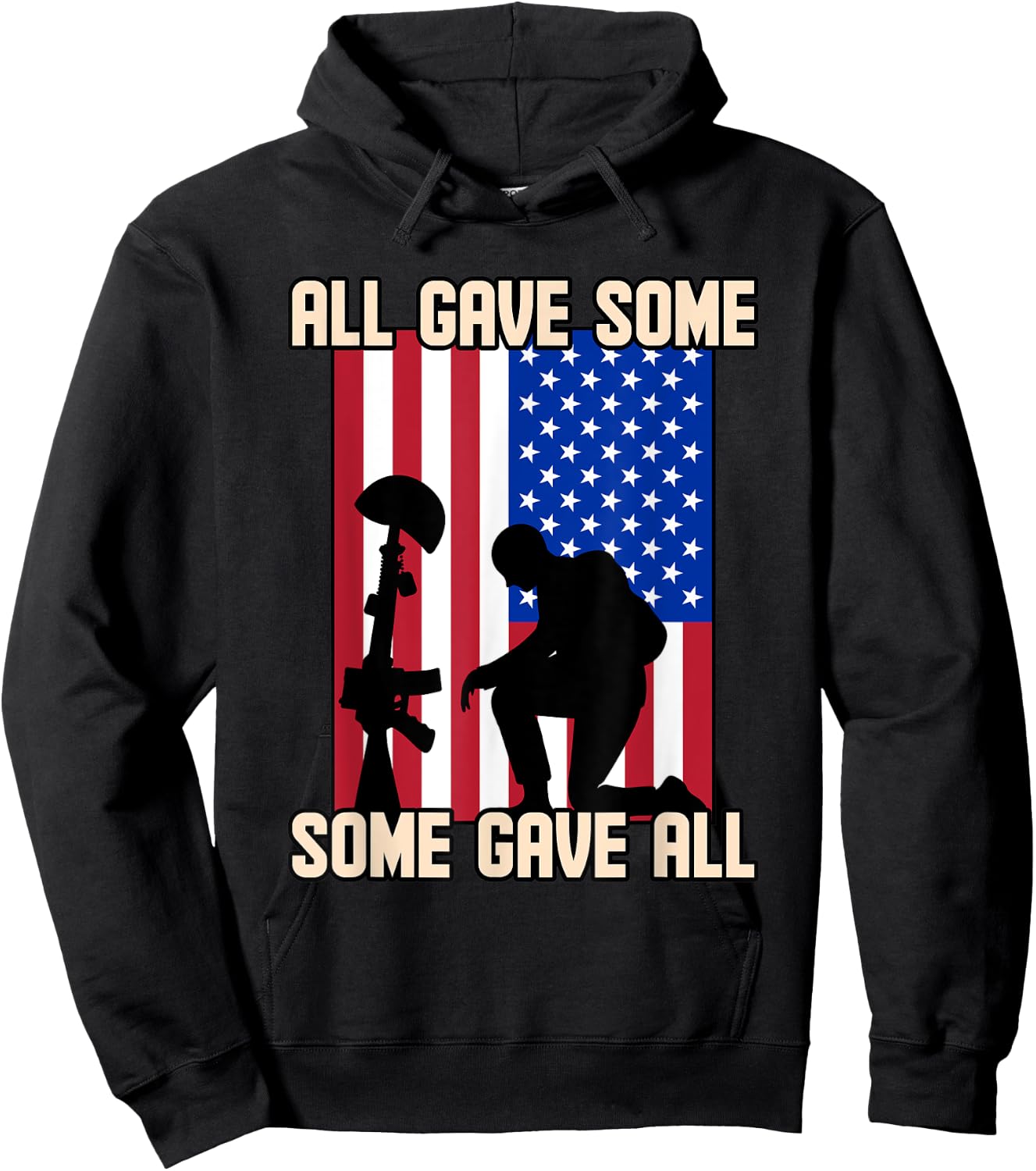 All Gave Some USA Flag Some Gave All Memorial Day Graphic Women Kids Men Hoodie - Hoodie | Black