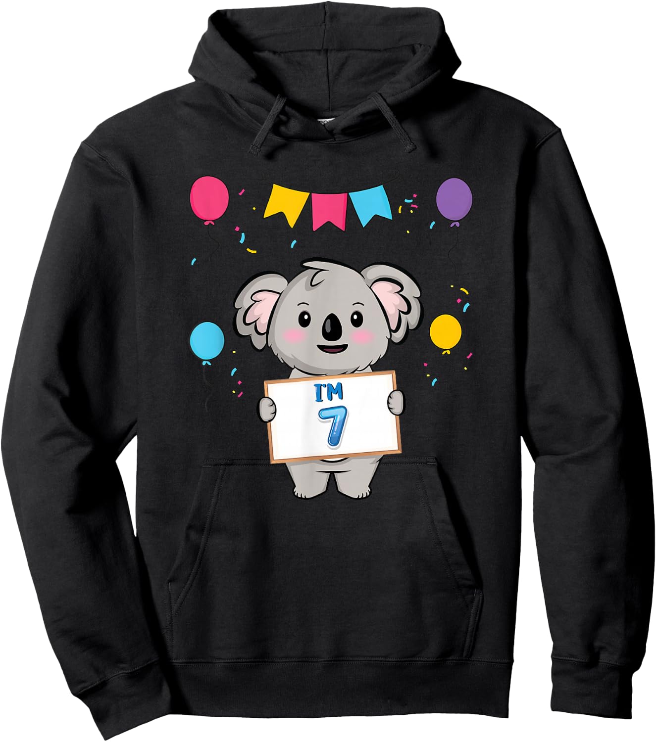 I'm 7 - Cute Koala Holding 7 Year Old 7th Birthday Boy Girl Hoodie - Hoodie | Black