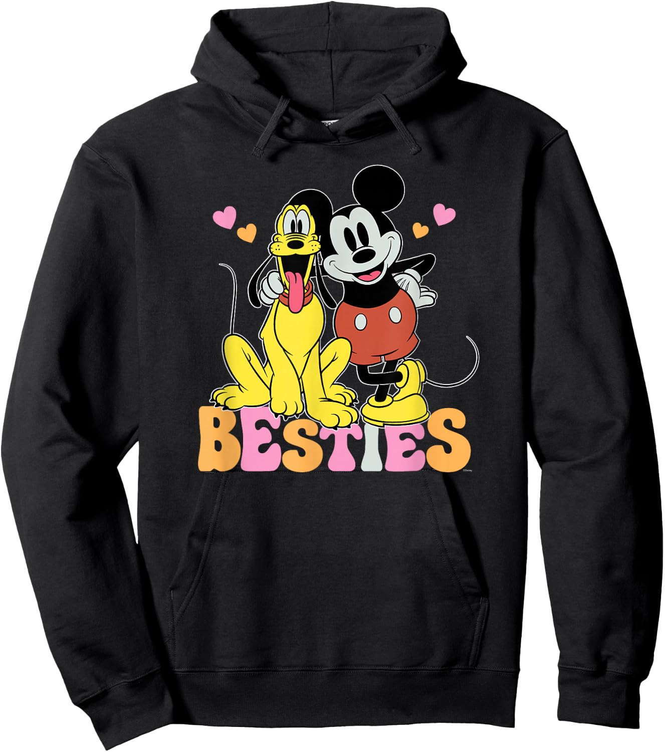 Disney Mickey Mouse Pluto Besties BFF Best Friends Valentine Hoodie - Hoodie | Black