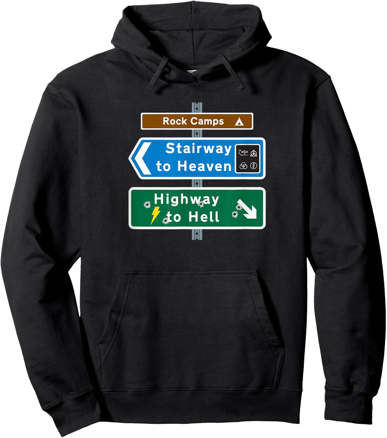 Road Sign Rock Camps: Highway to Hell / Stairway to Heaven Hoodie - Hoodie | Black