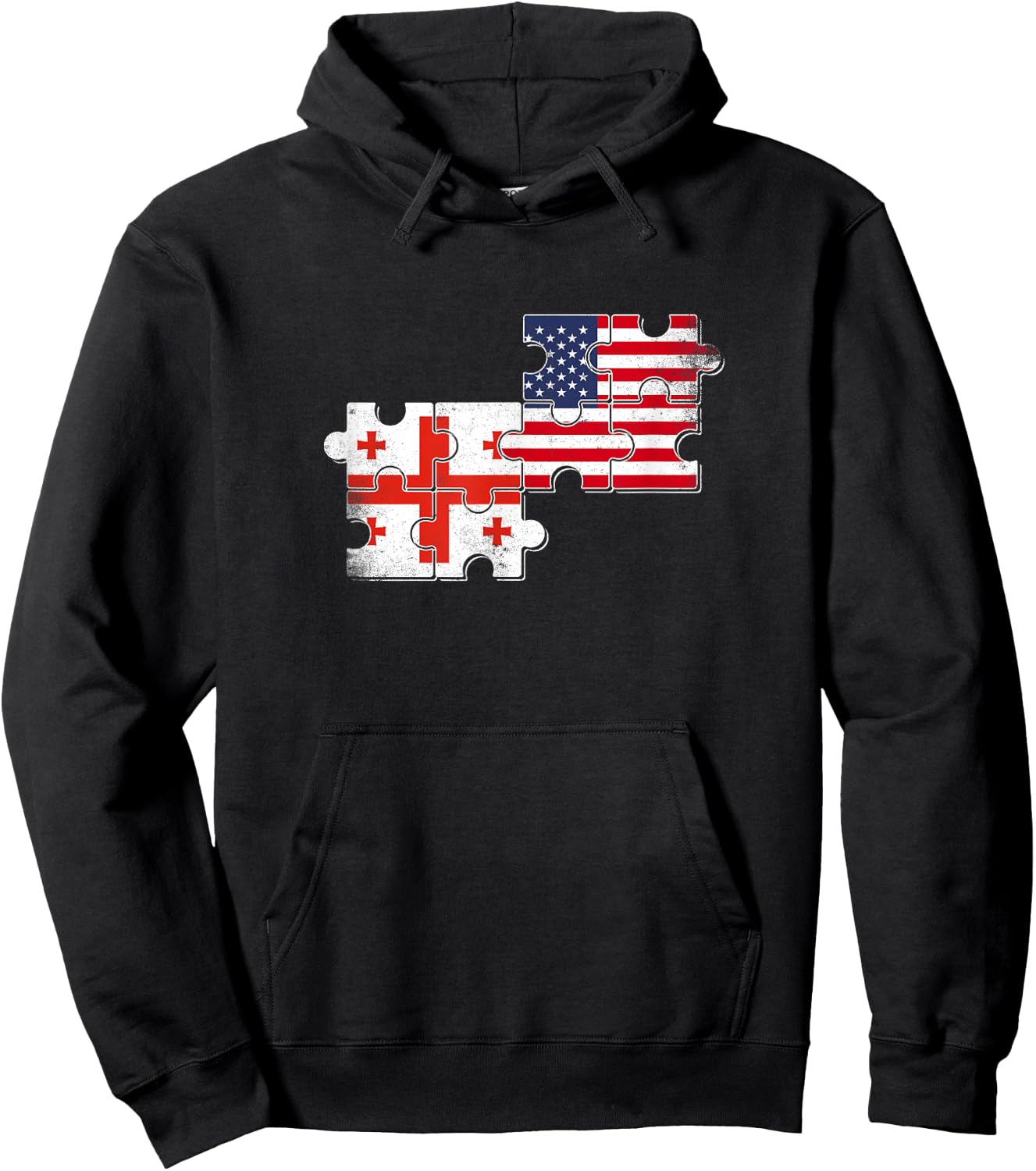 Georgia USA Vintage Flag Georgian American Hoodie - Hoodie | Black