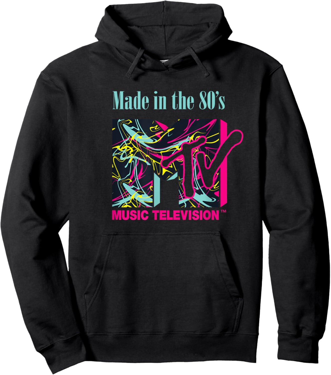 Mademark x MTV - The official MTV Logo with abstract funky new Wave Lines Hoodie - Hoodie | Black