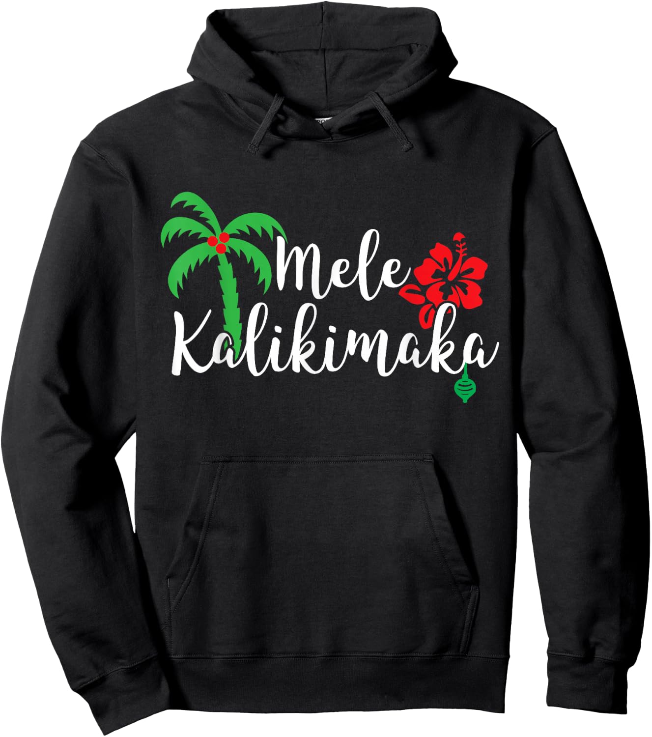 Mele Kalikimaka Hawaiian Merry Christmas Hoodie - Hoodie | Black