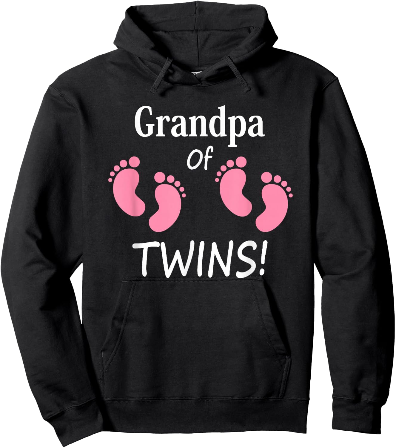 Grandpa of Twin Girls Footprint Design Grandfather Hoodie - Hoodie | Black