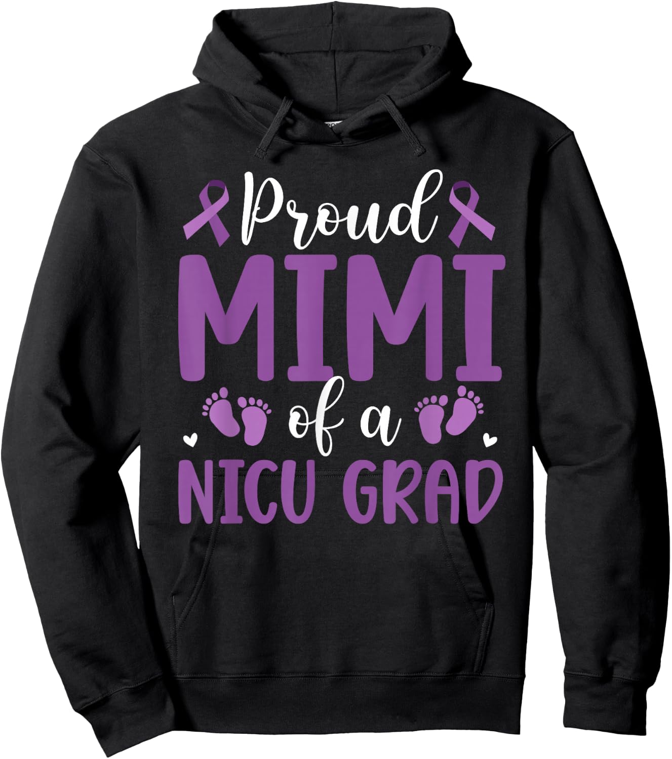 Proud NICU Mimi Micro Preemie Baby Mimi Grandma Hoodie - Hoodie | Black