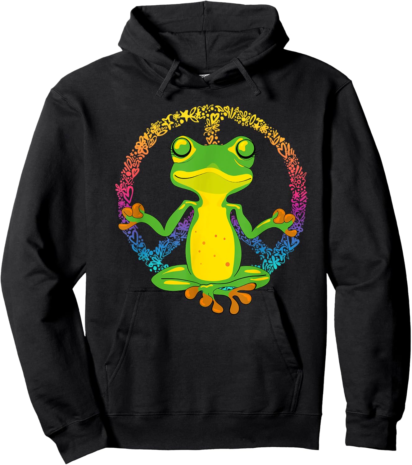 Peace Sign Yoga Frogs Cool Peace Frog Tie Dye Hoodie - Hoodie | Black