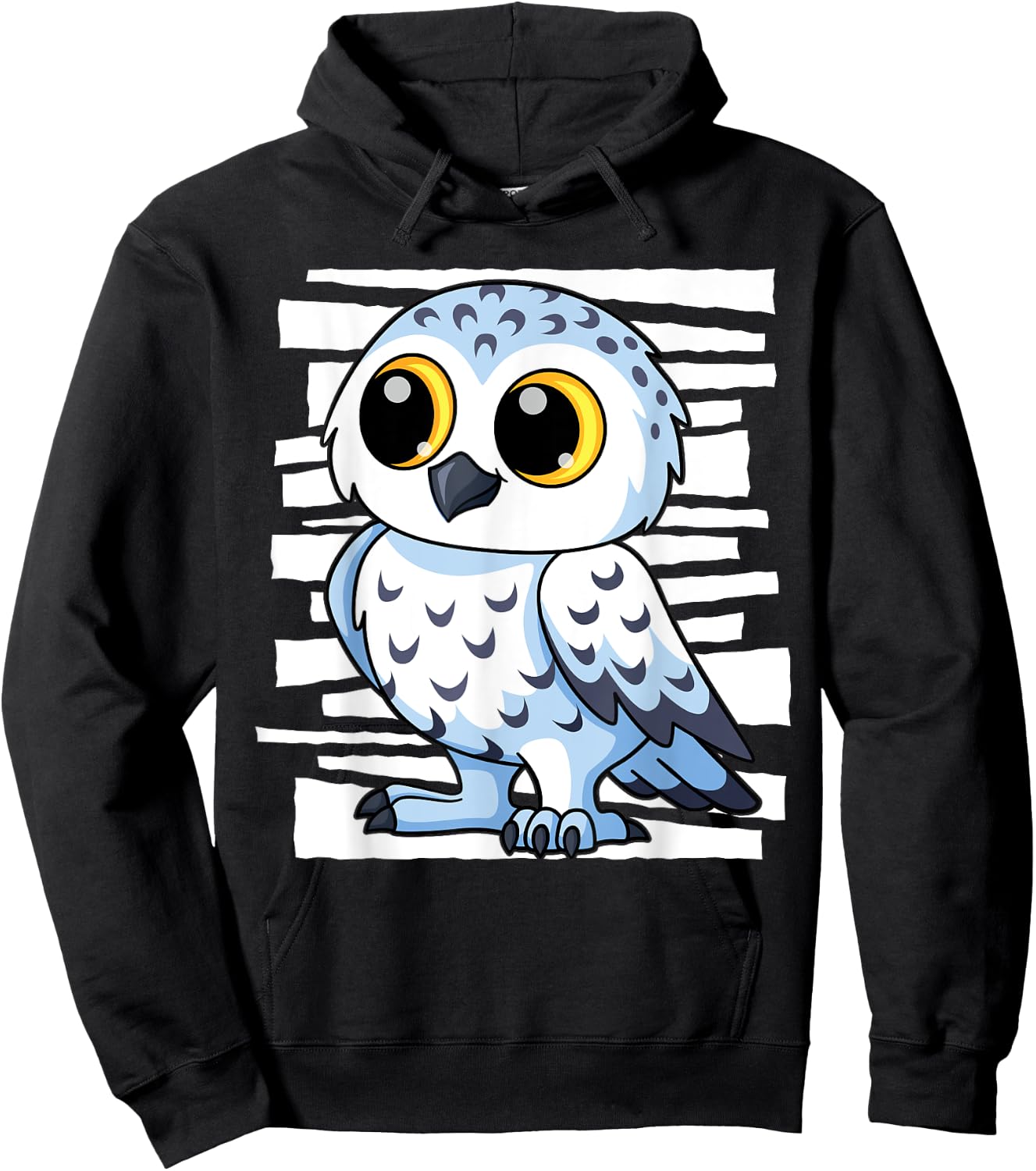 White Snow Owl I Kingfisher I Kids Snow Owl Hoodie - Hoodie | Black