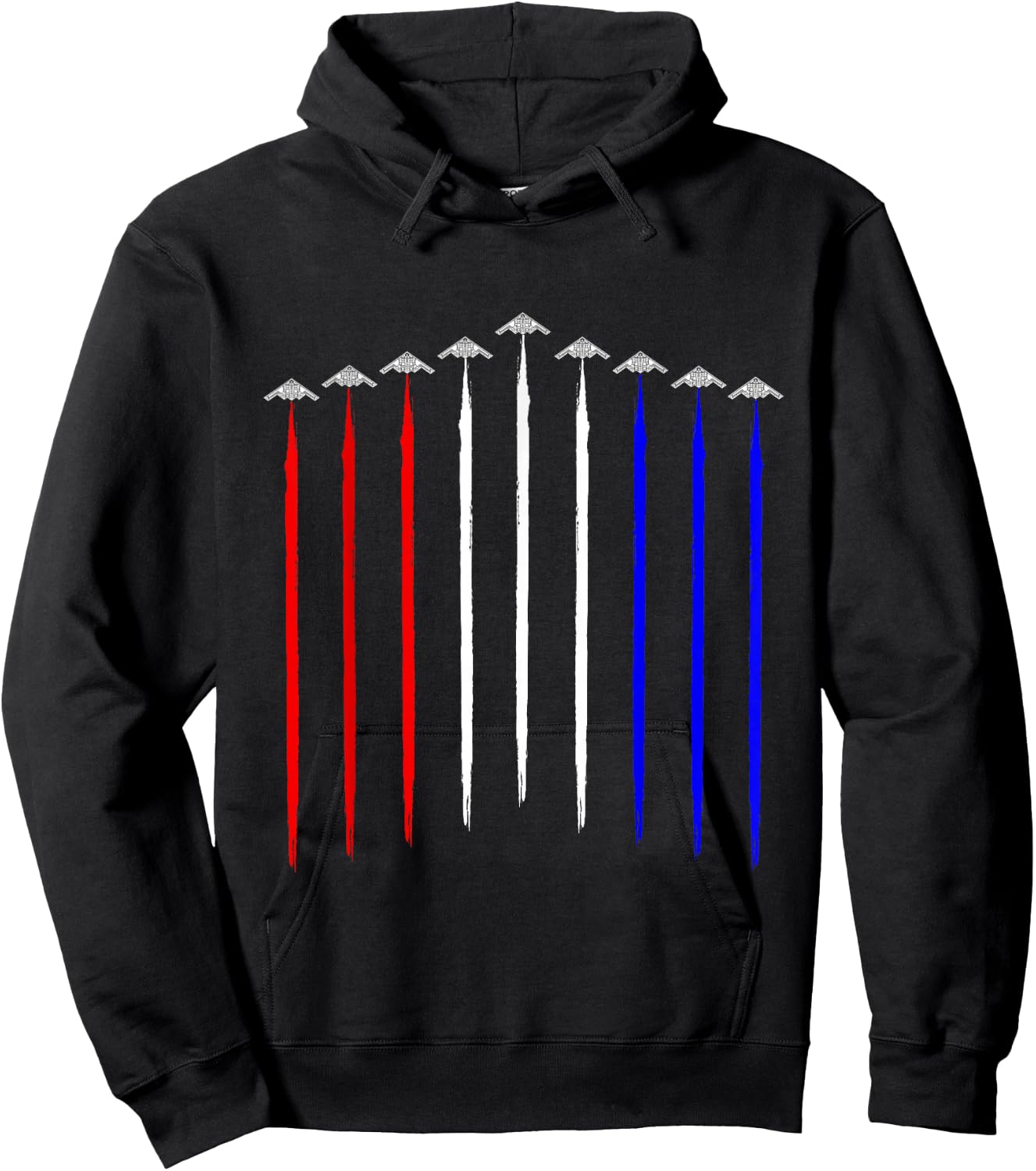 B-2 Bomber Squadron Contrails American Flag Stealth B2 Hoodie - Hoodie | Black