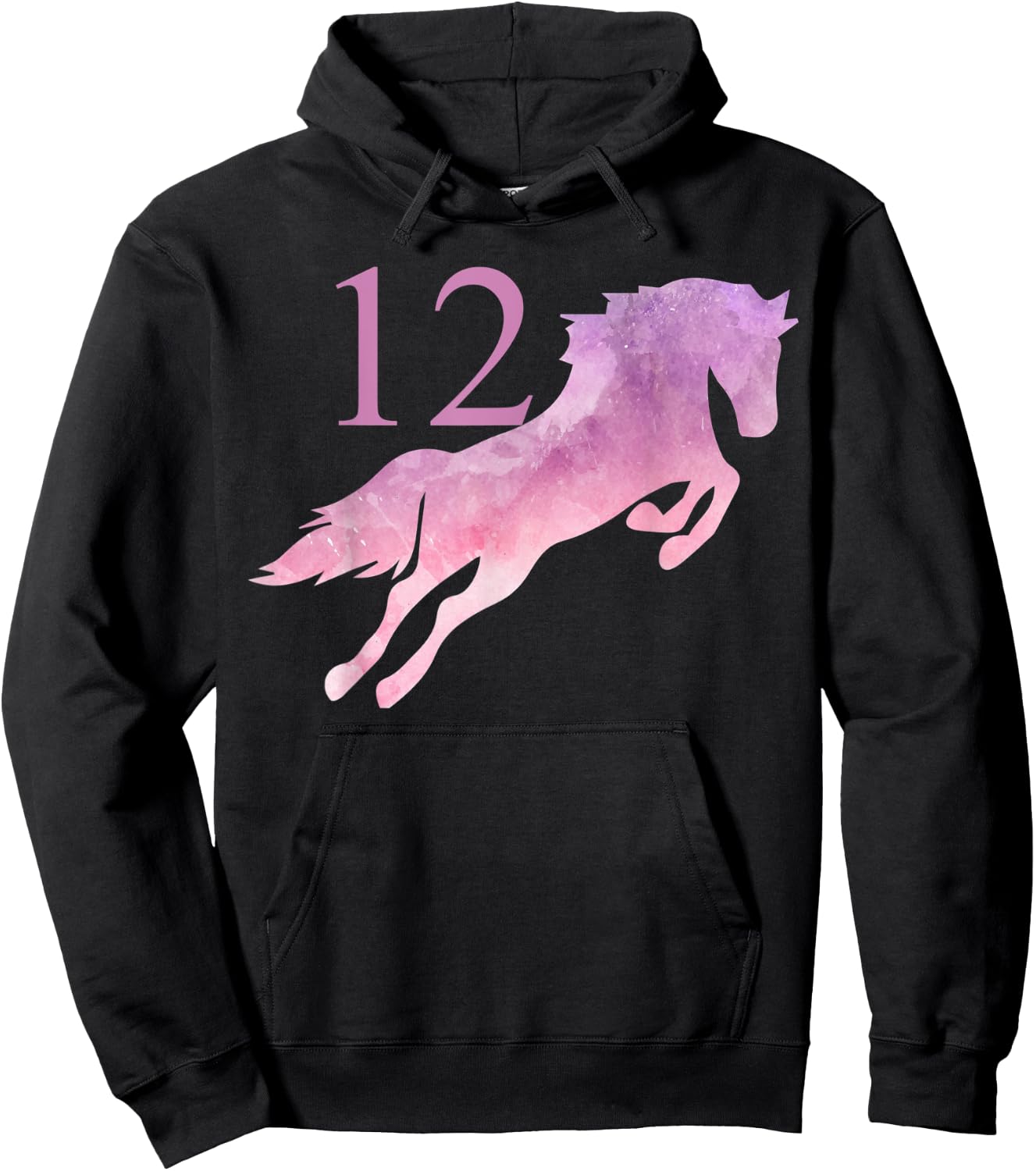 Girls 12th Birthday Horse Watercolor 12 year old Shirt Gift Hoodie - Hoodie | Black
