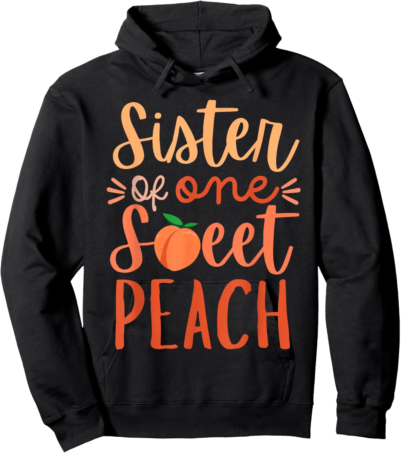 Sister of The Sweet One Peach 1st Birthday Family Matching Hoodie - Hoodie | Black