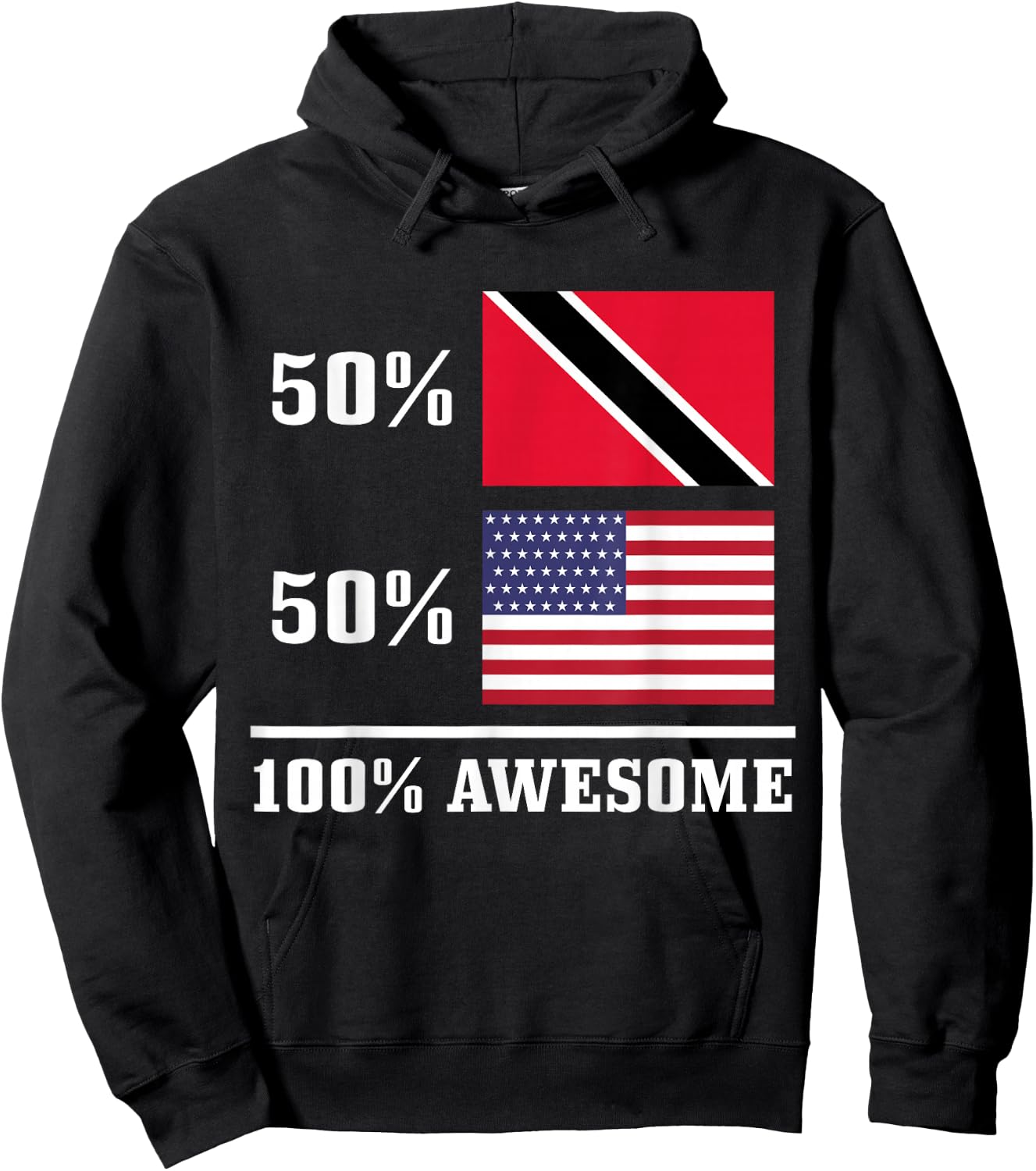 50% Trinidad & Tobago 50% USA American Flag Pride Hoodie - Hoodie | Black