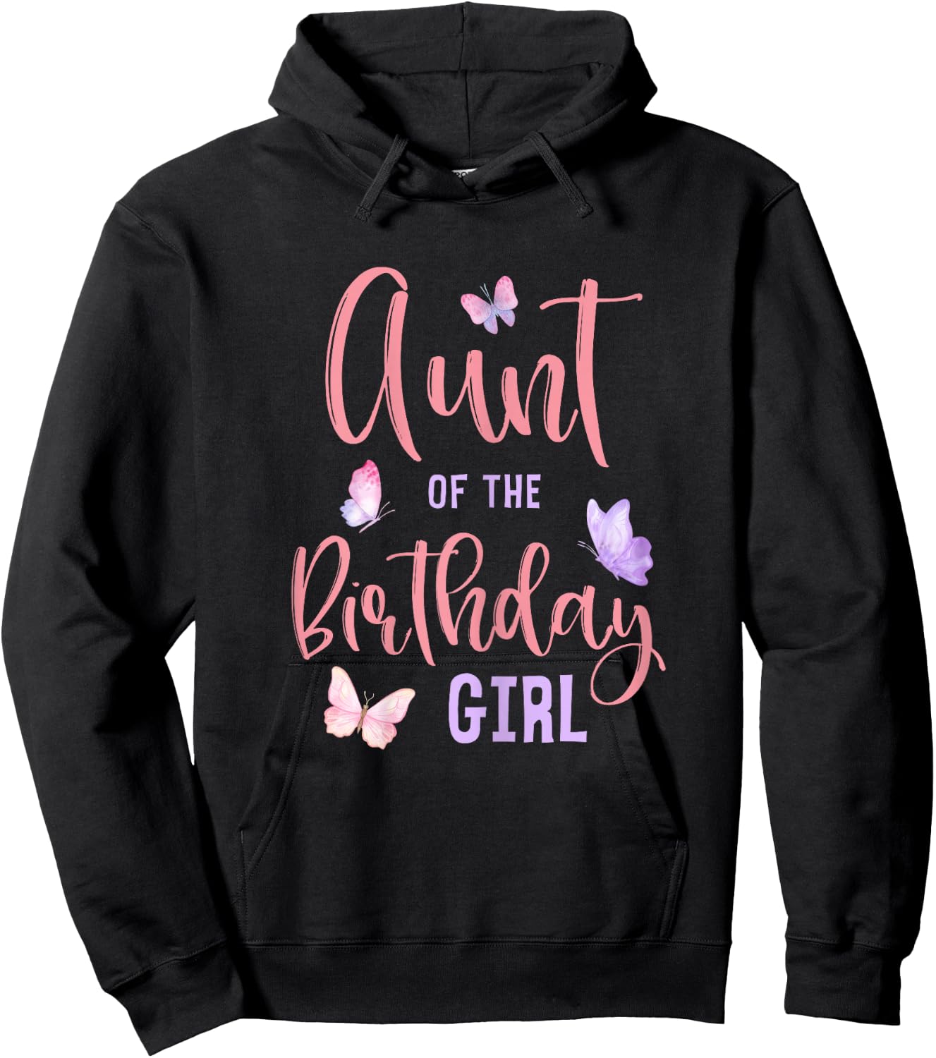 Aunt of The Birthday Girl Butterfly Party Matching Family Hoodie - Hoodie | Black