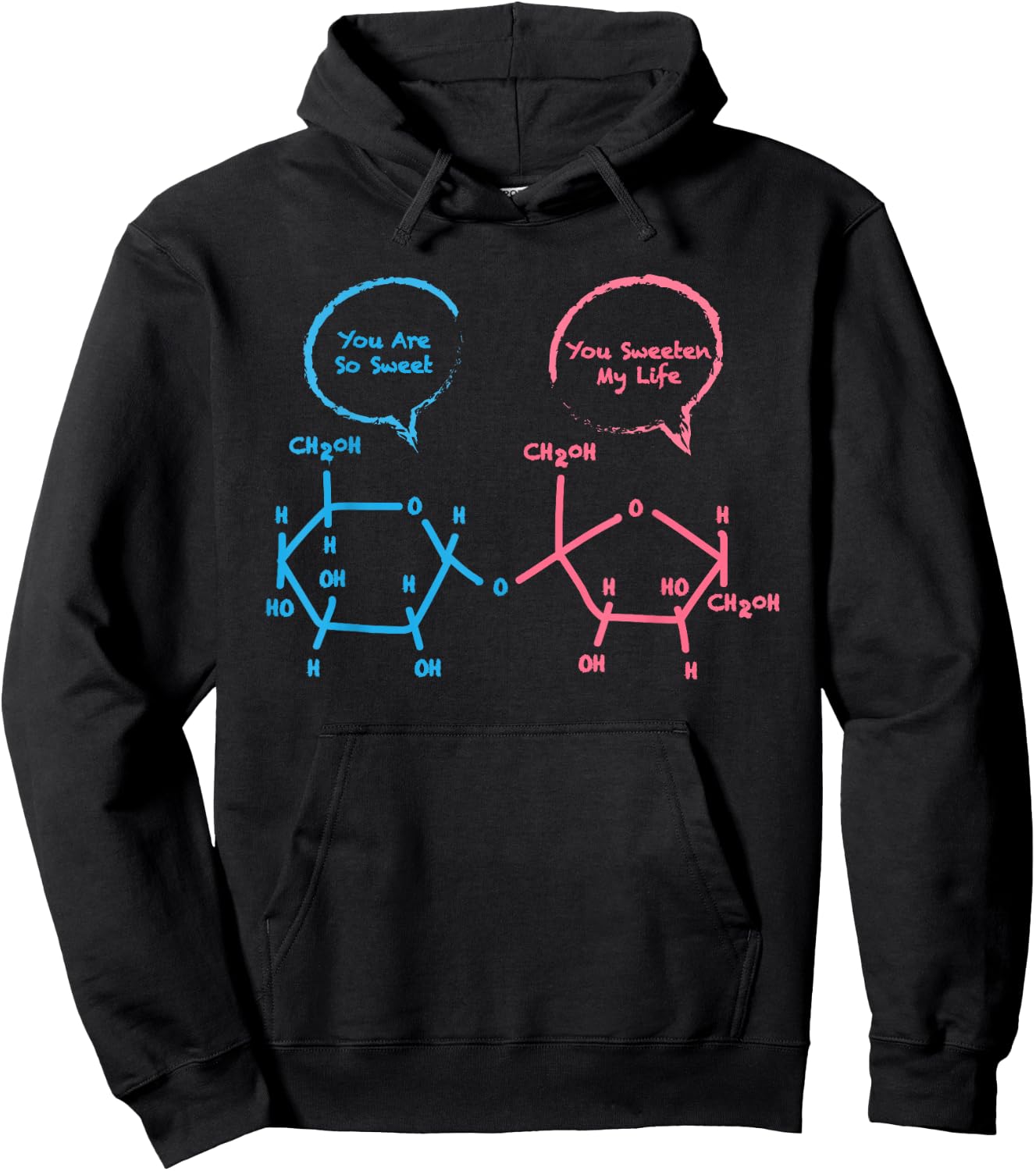 Funny Biochemistry Shirt Sucrose And Glucose Molecules Hoodie - Hoodie | Black