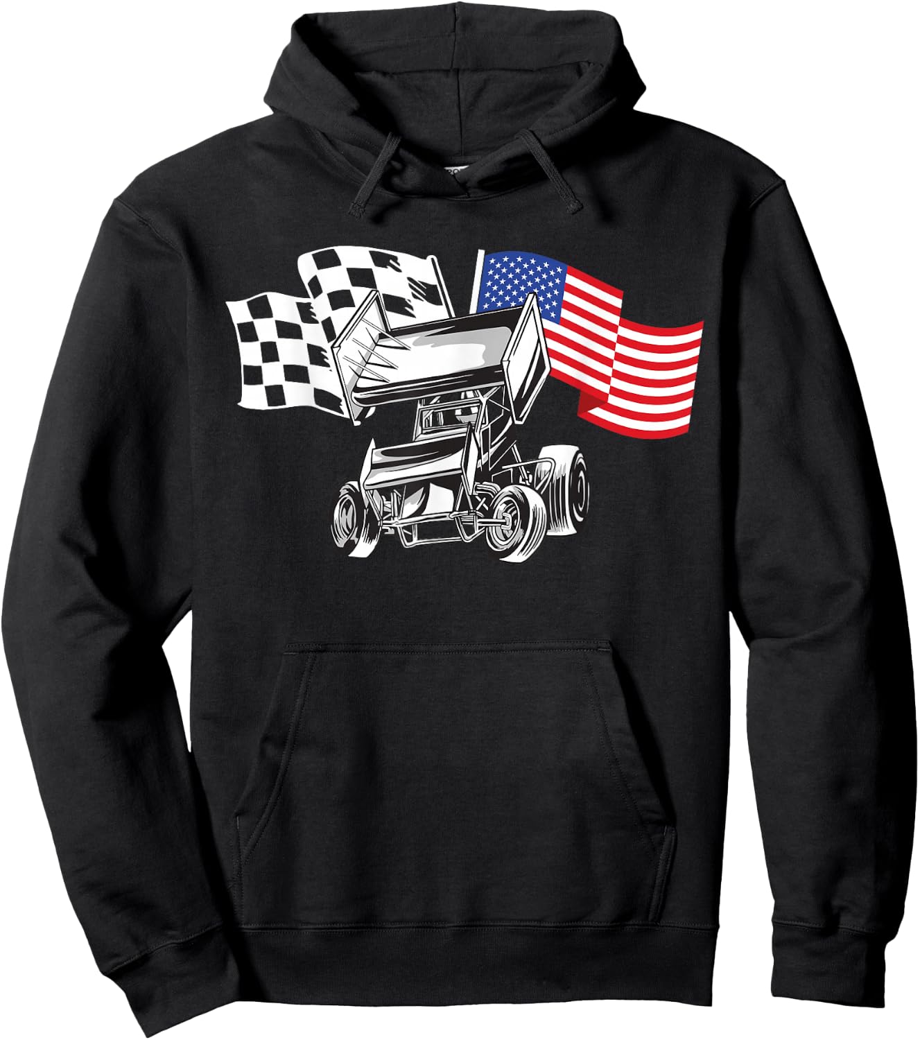 Sprint Car Racing USA Flag Hoodie - Hoodie | Black