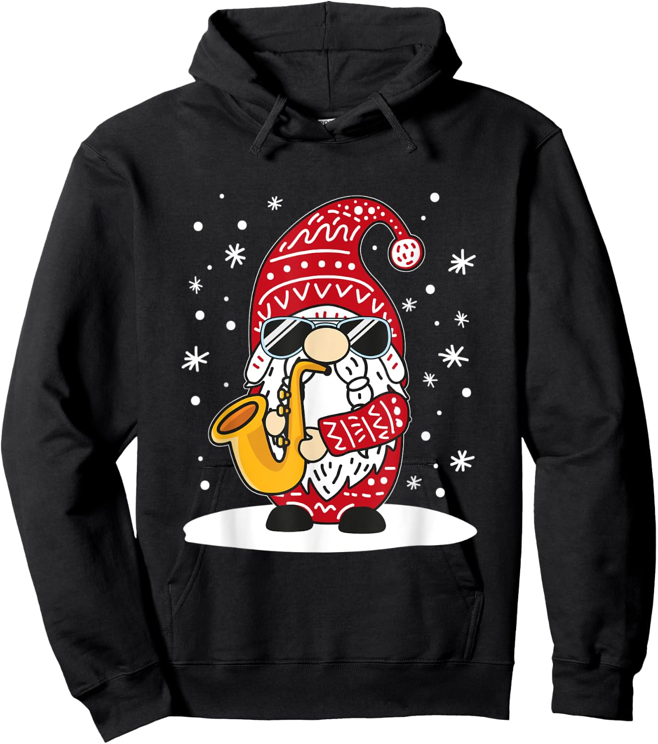 Christmas Saxophone Player Gnome Brass Band Saxophonist Hoodie - Hoodie | Black