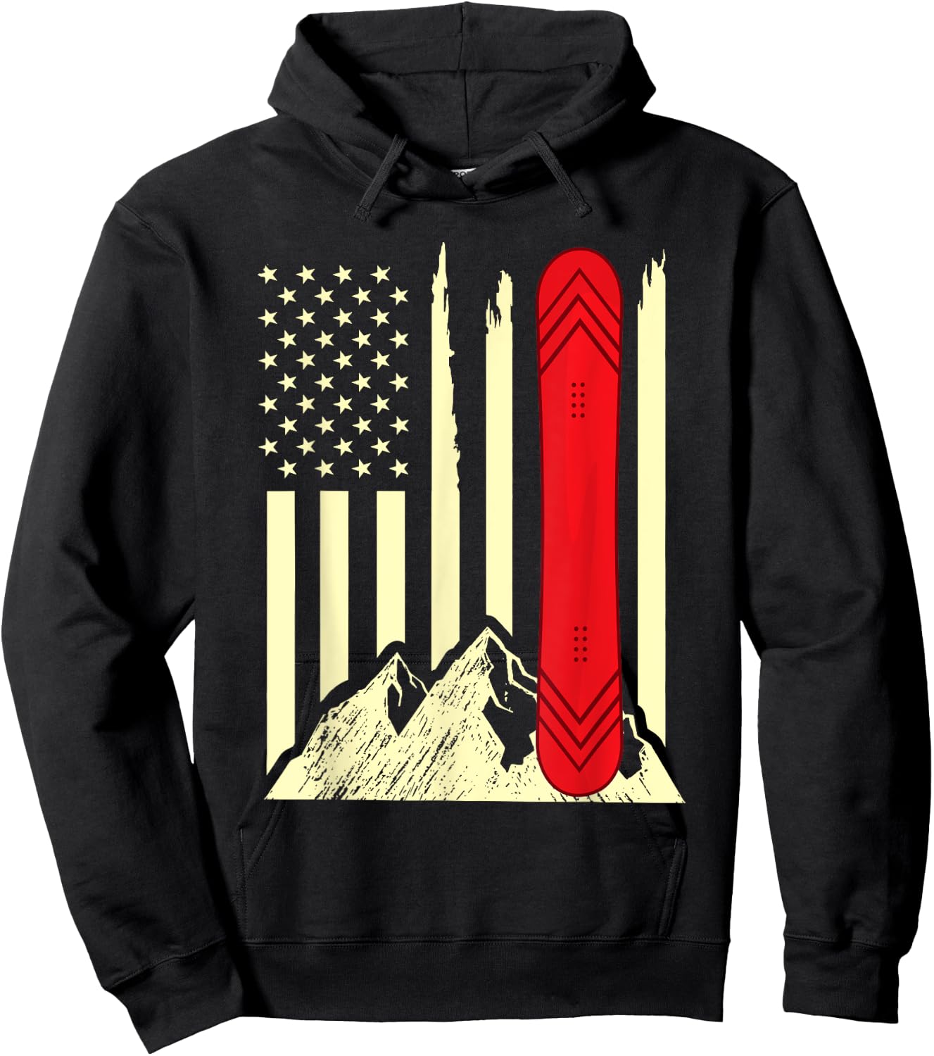 Snowboarding Skiing Snowboard American Flag Snowboarder Women Girls Kids Men Hoodie - Hoodie | Black