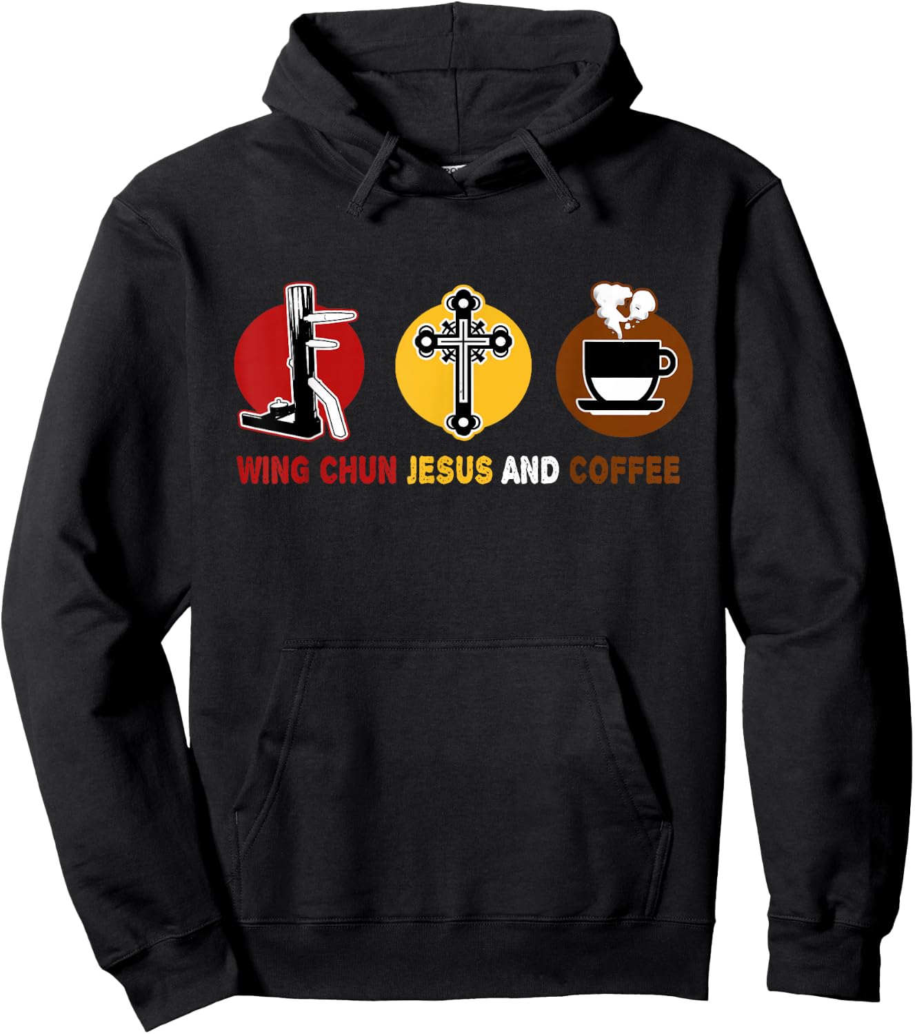 Loves Wing Chun Jesus and Coffee Mixed MMA Wooden Dummy Hoodie - Hoodie | Black