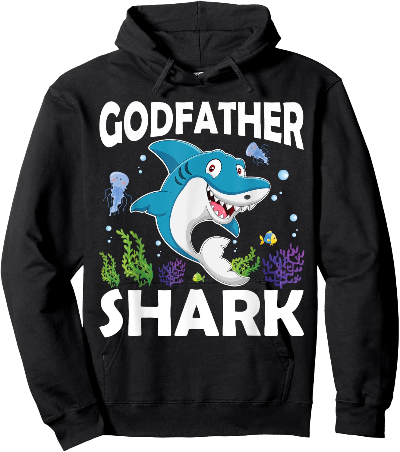 Love Smile Angry Fish Godfather Shark In The Sea Hoodie - Hoodie | Black