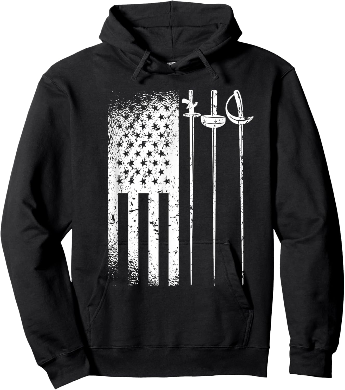 American Fencing Gear Patriotic USA Flag Fencer 4th of July Girls Kids Men Hoodie - Hoodie | Black