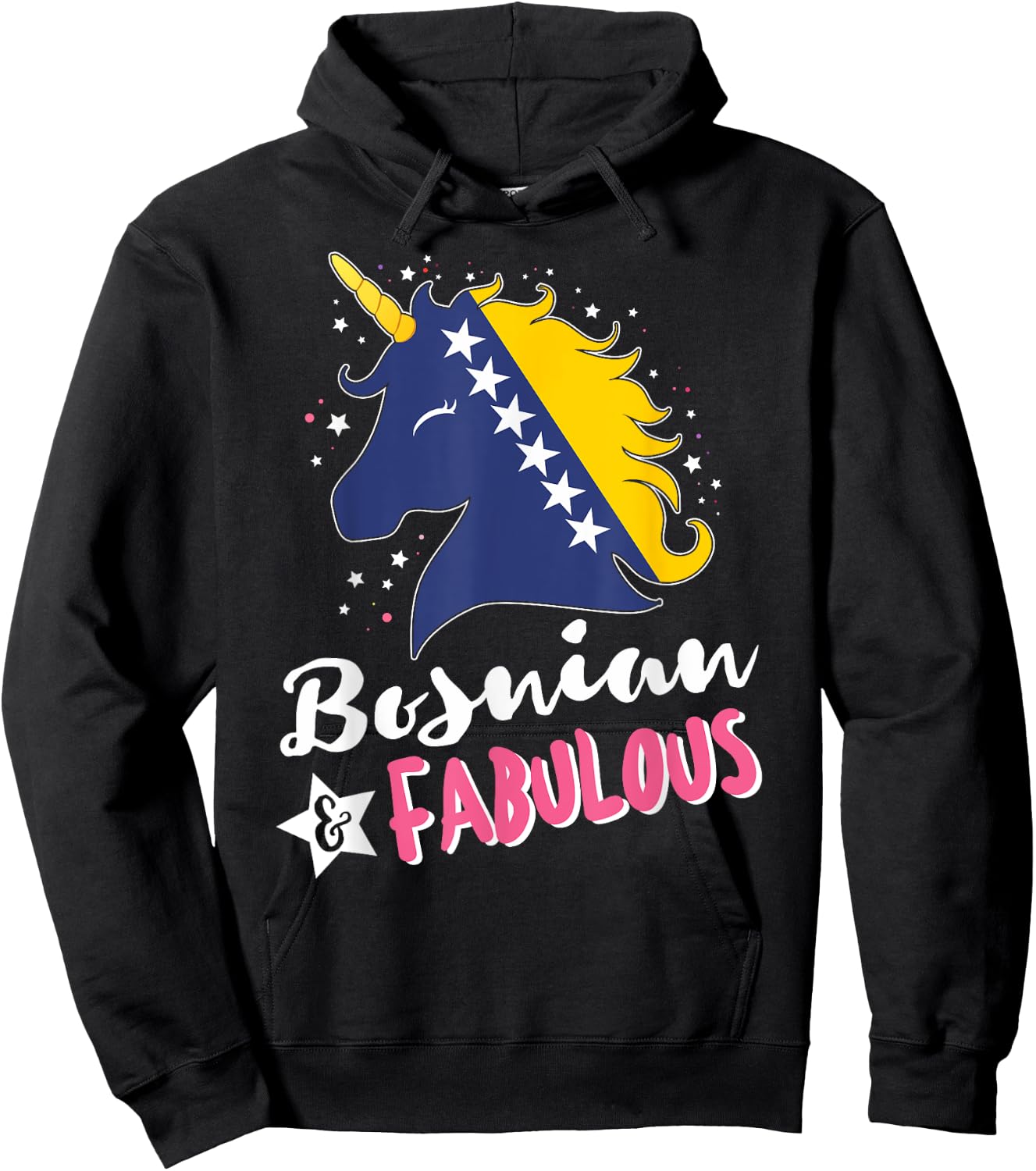 Bosnian Unicorn Bosnia and Herzegovina Flag Hoodie - Hoodie | Black