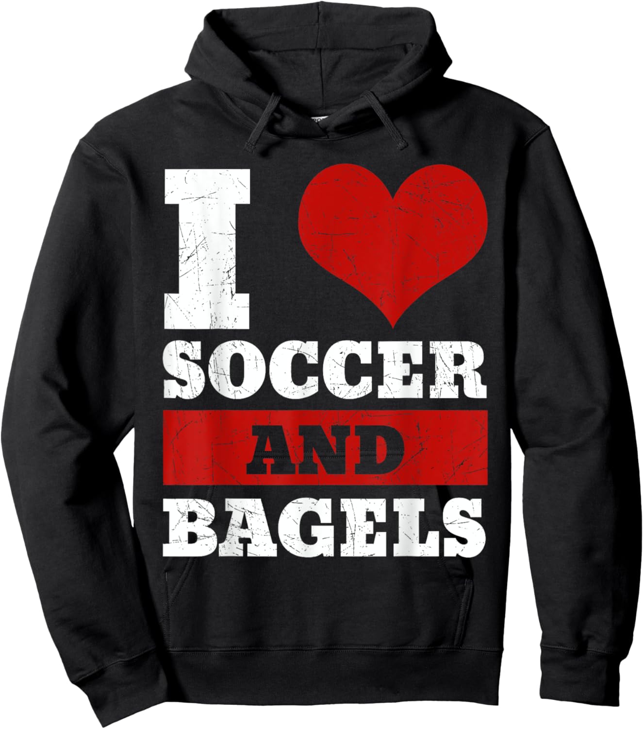 I Love Soccer And Bagels Team Sport Goal Jewish Bread Roll Hoodie - Hoodie | Black
