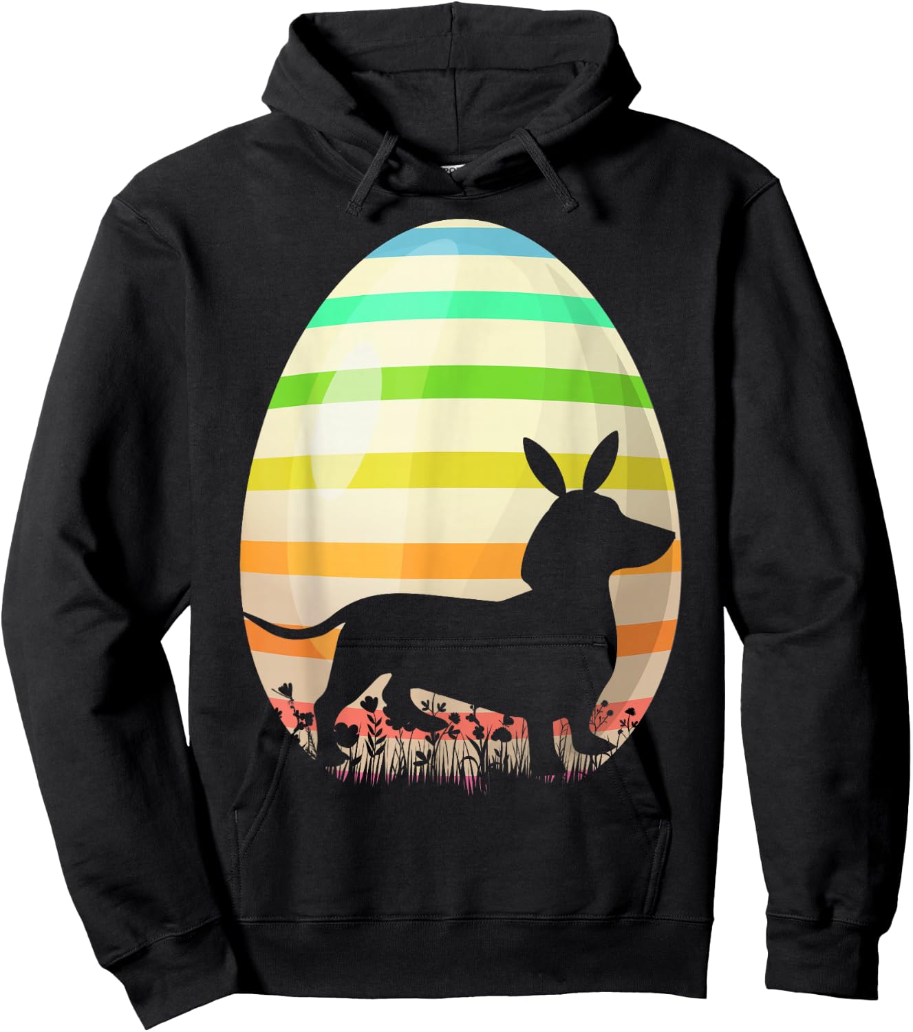 Funny Easter Egg Lover Vintage Style Dachshund Dog Easter Women Girls Kids Hoodie - Hoodie | Black
