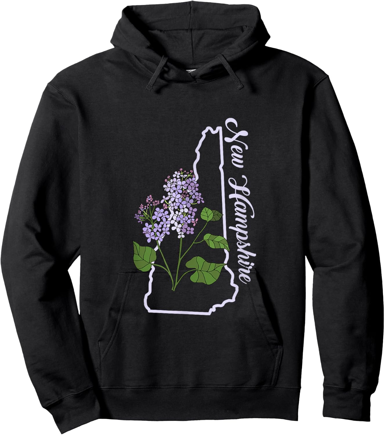 State of New Hampshire Purple Lilac Flower Hoodie - Hoodie | Black