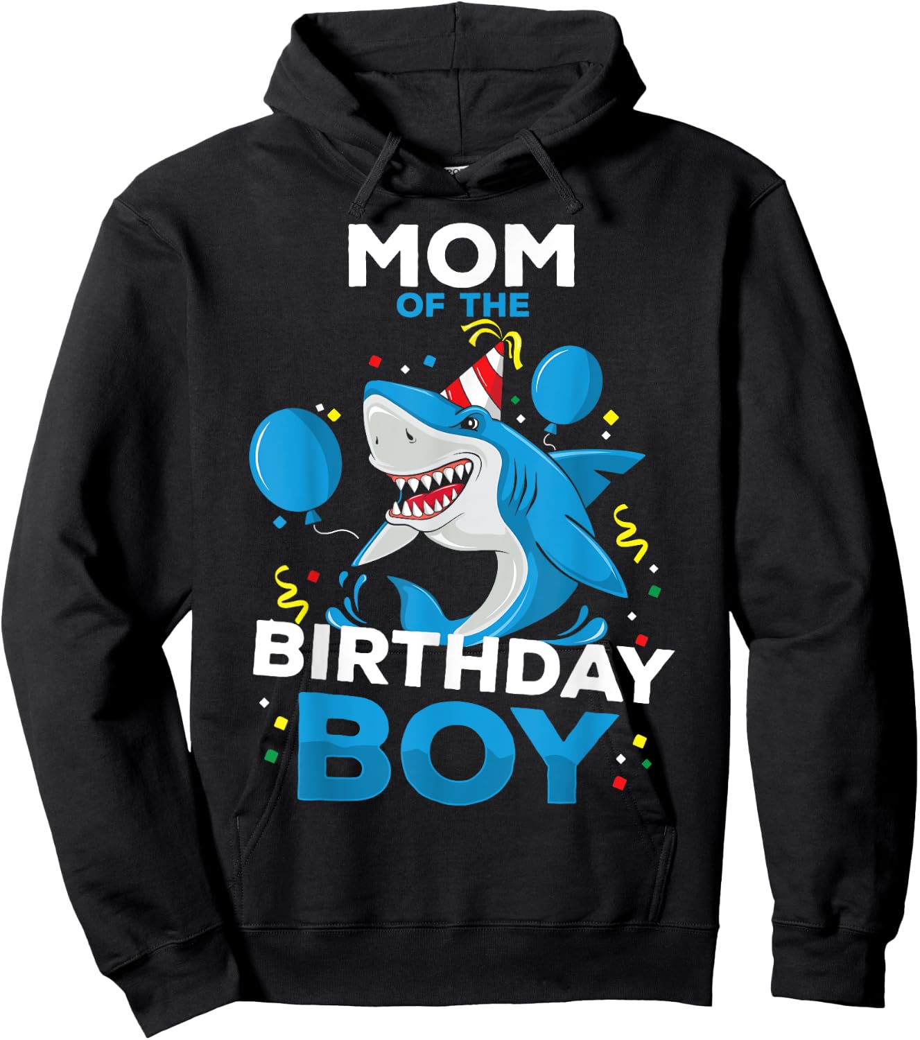 Mom of The Birthday Boy Shark Ocean Theme Matching Family Hoodie - Hoodie | Black