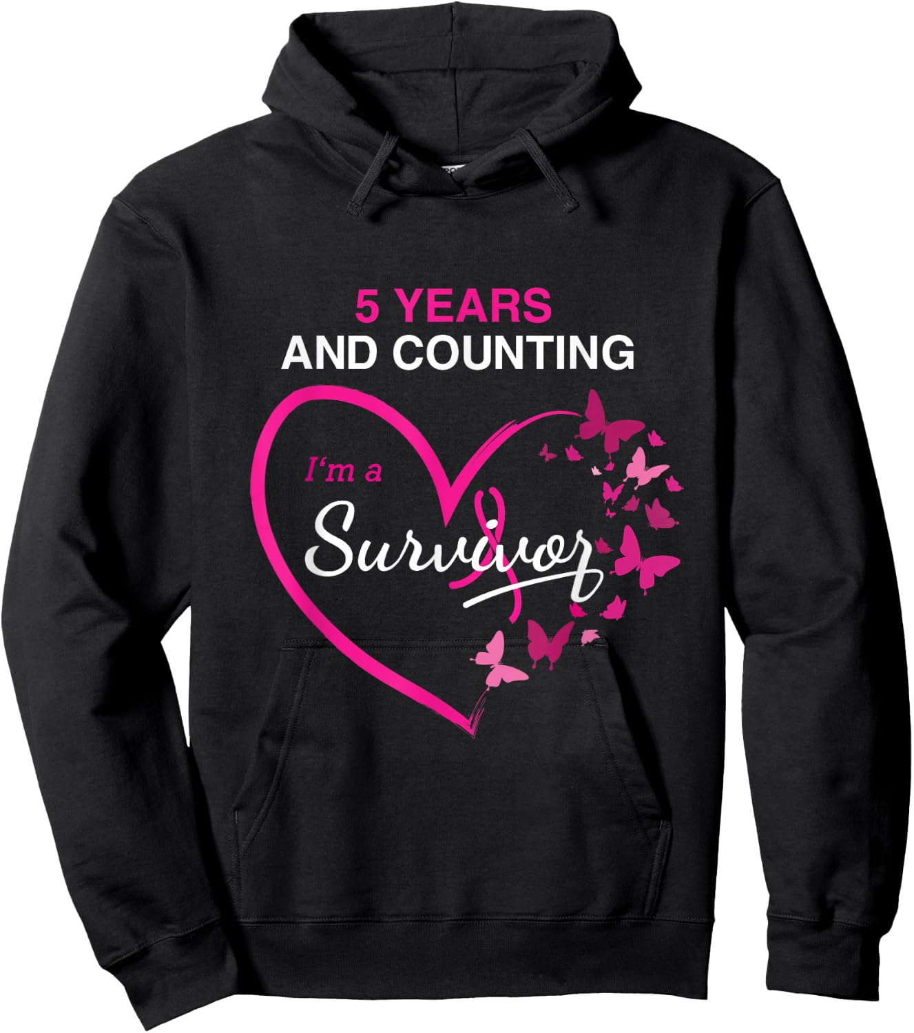 5 Year Breast Cancer Survivor Shirt 5 Years Cancer Free Hoodie - Hoodie | Black