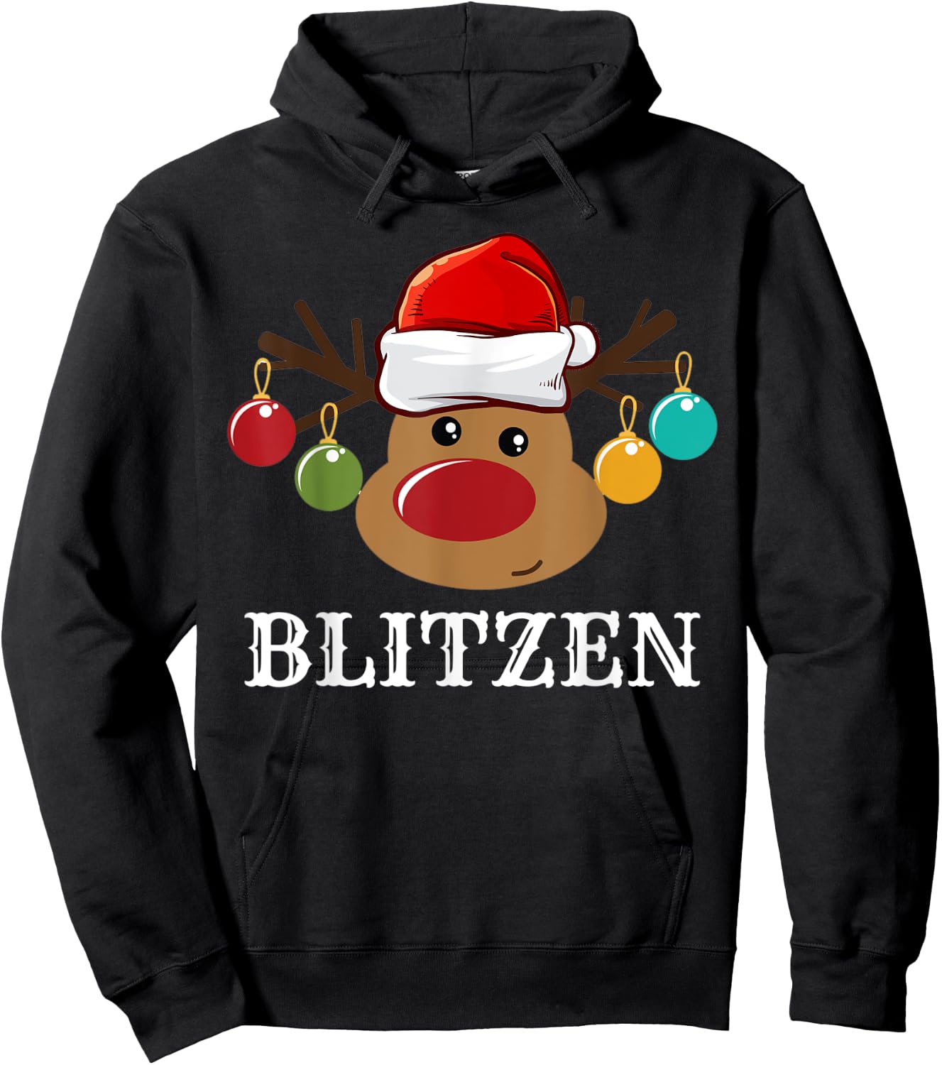 Santa Reindeer Blitzen Xmas Group Costume Hoodie - Hoodie | Black