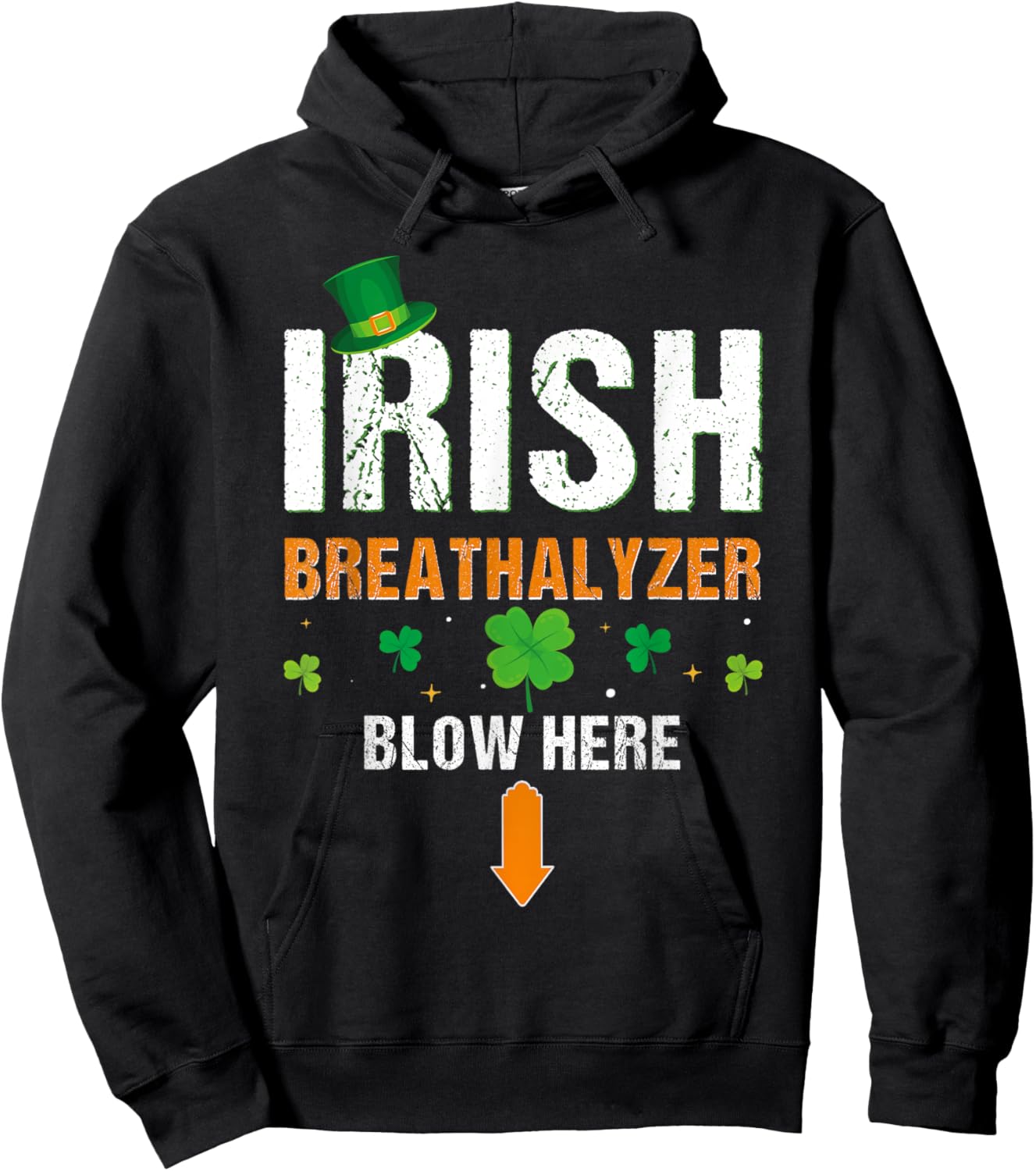 Funny Irish Breathalyzer Blow Here St. Patrick's Day Drink Hoodie - Hoodie | Black