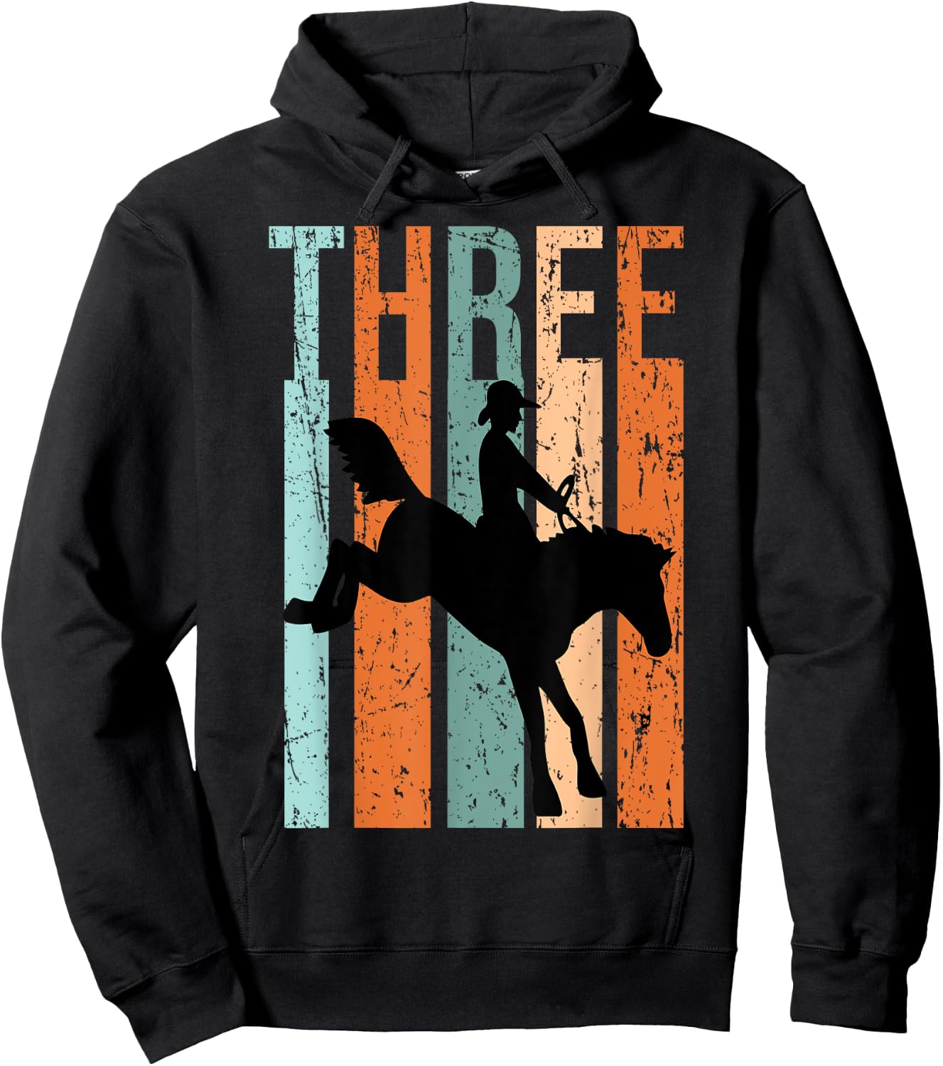 3rd Birthday Kids Retro Rodeo Horse Lovers Cowboys Rider Hoodie - Hoodie | Black