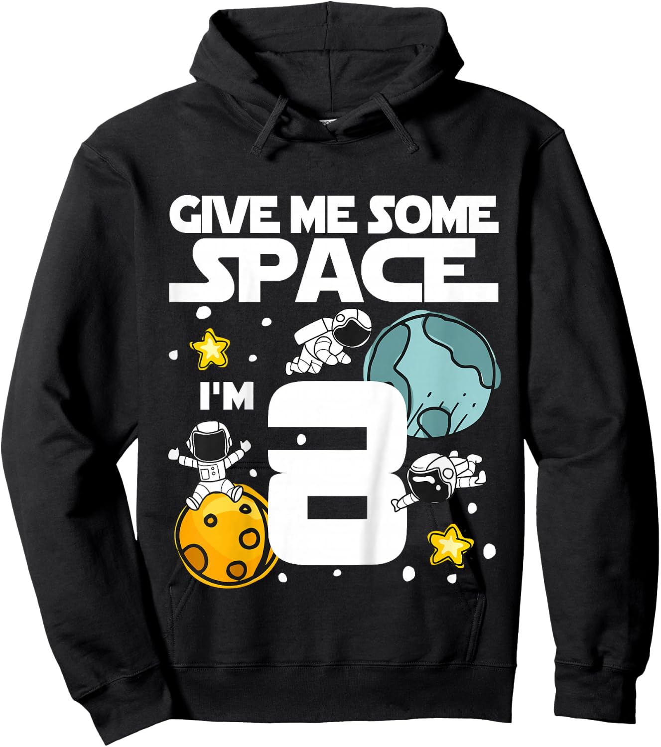 8 Year Old Outer Space Birthday Planets Astronaut 8th Gift Hoodie - Hoodie | Black