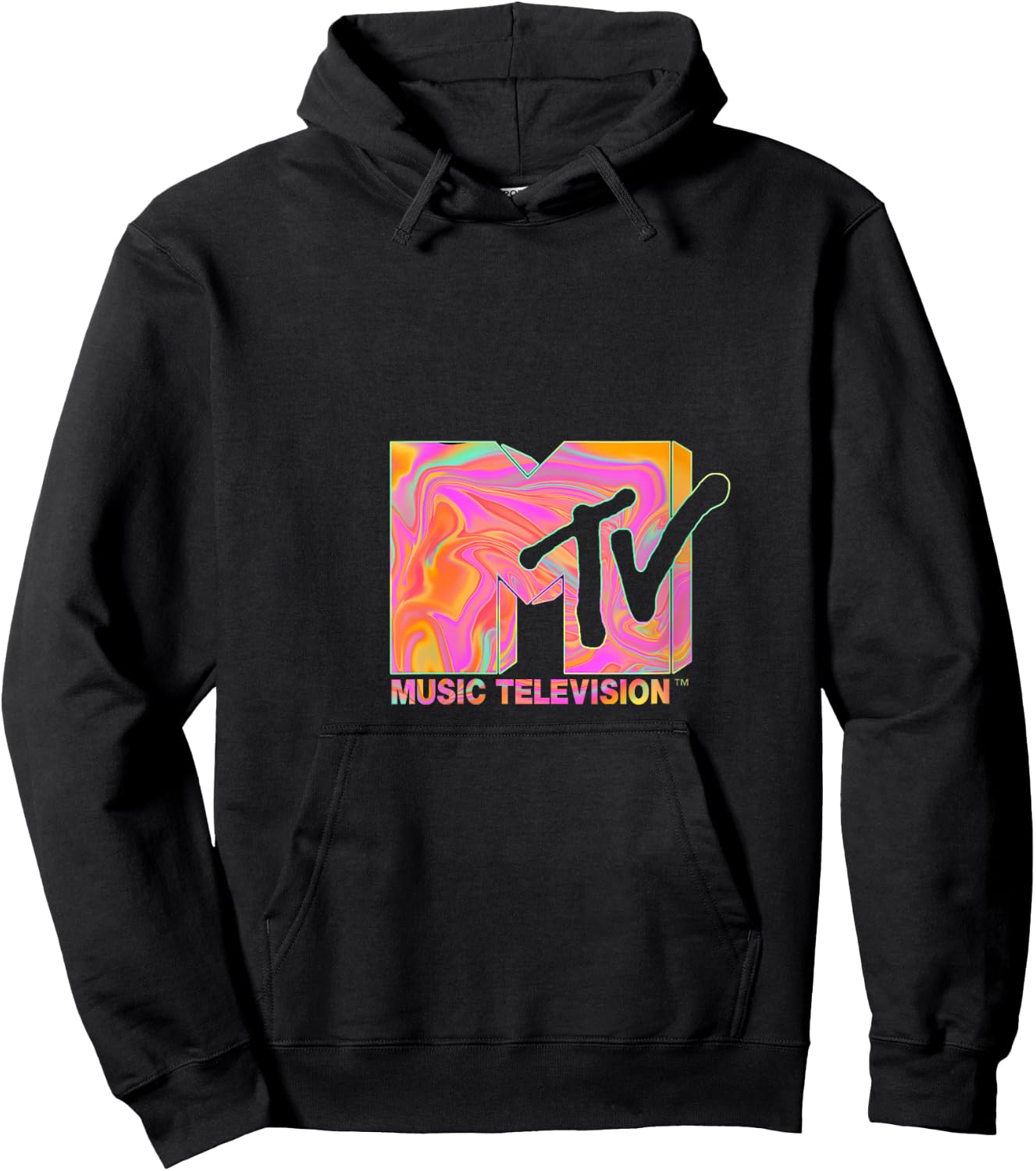 Mademark x MTV - The official MTV Logo in 70s and 80s party hippie style V-Neck Hoodie - Hoodie | Black