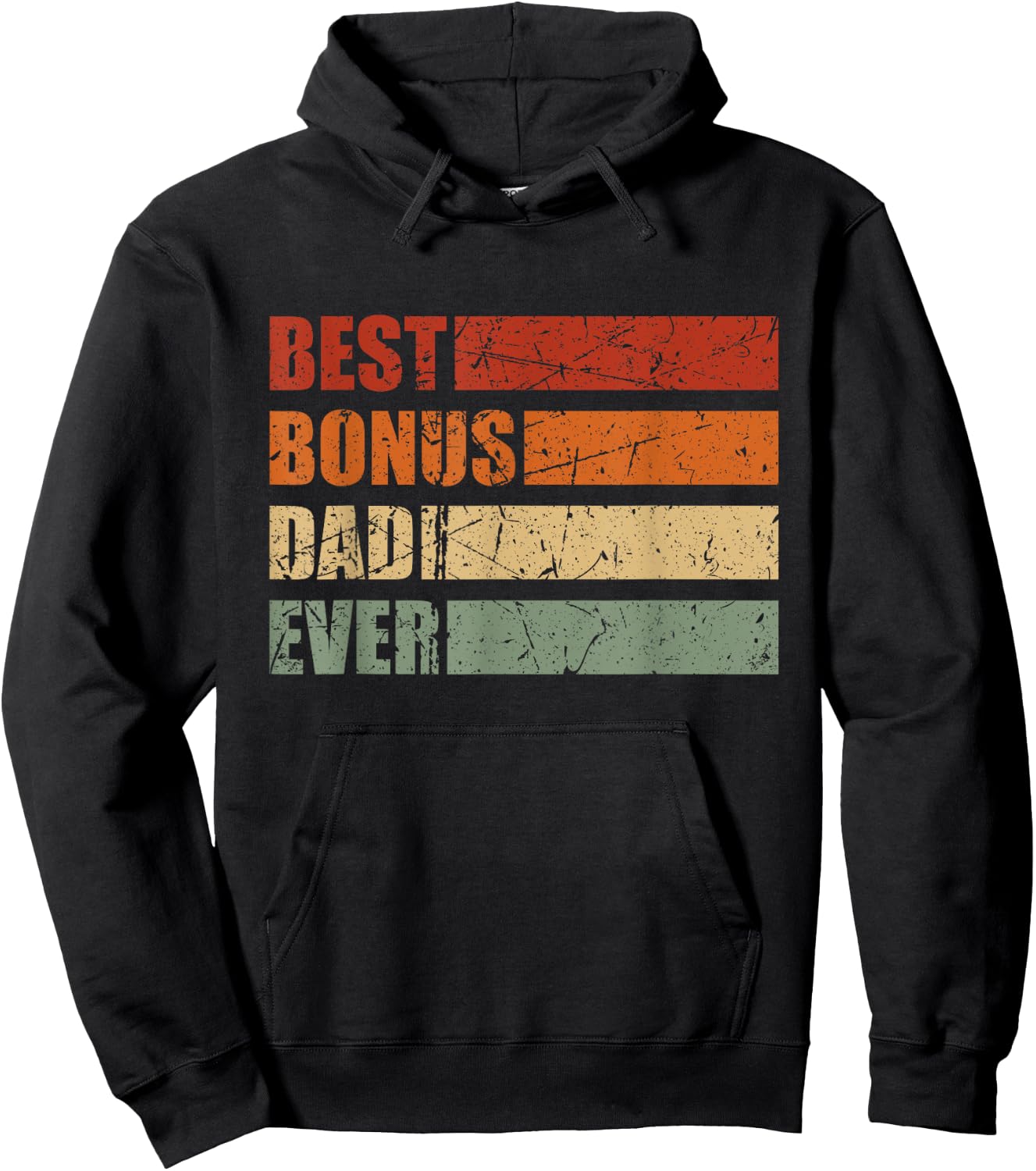Vintage Best Bonus Dad Ever Stepdad Fathers Day Step Dad Hoodie - Hoodie | Black