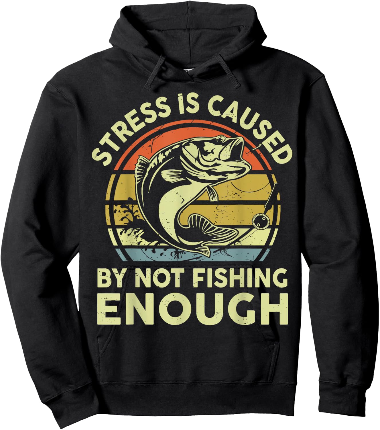 Stress Caused By Not Fishing Enough Step Dad Father Day Gift Hoodie - Hoodie | Black
