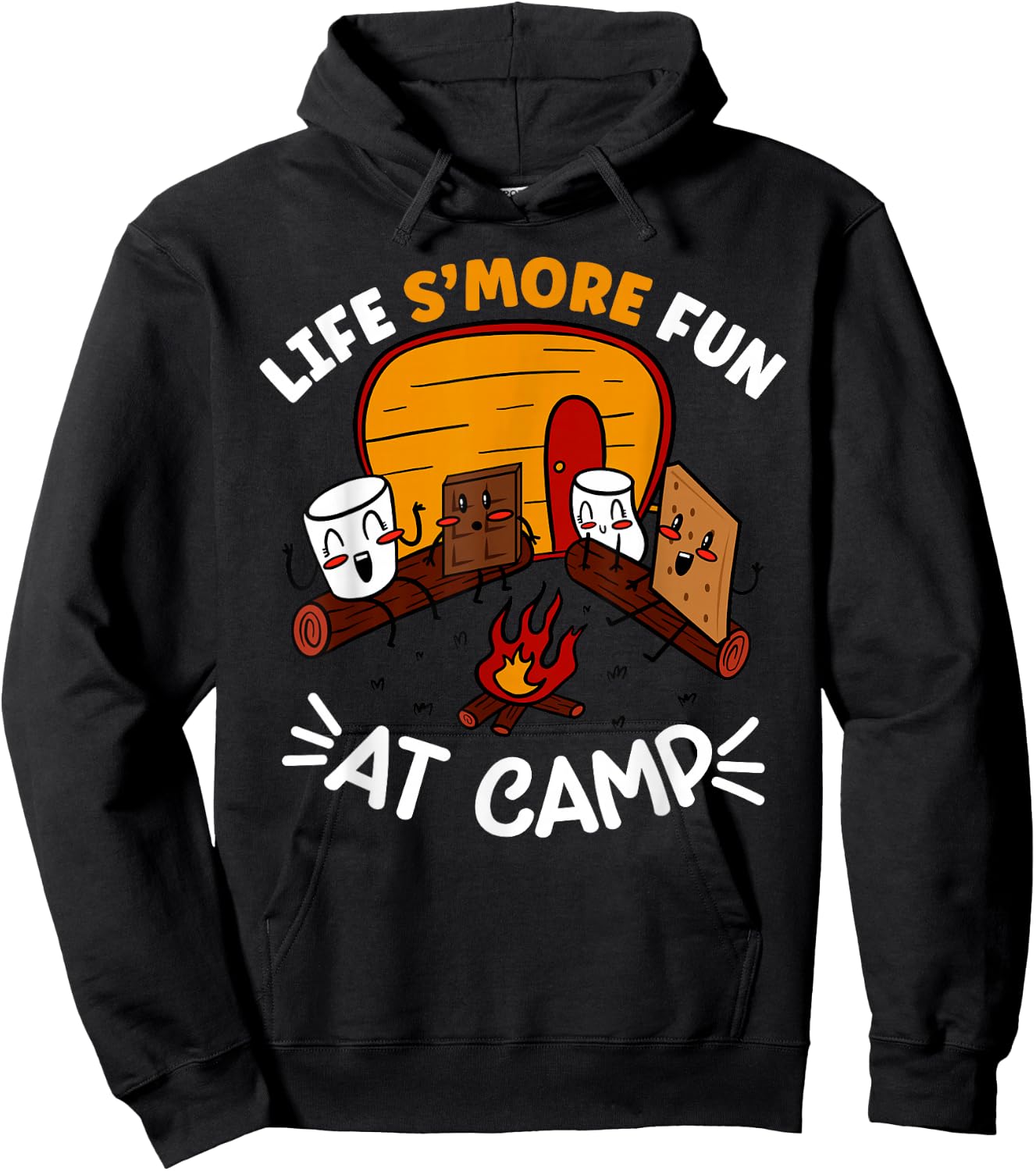Funny S'mores Camping Campfire Marshmallow Life S'more Fun Hoodie - Hoodie | Black