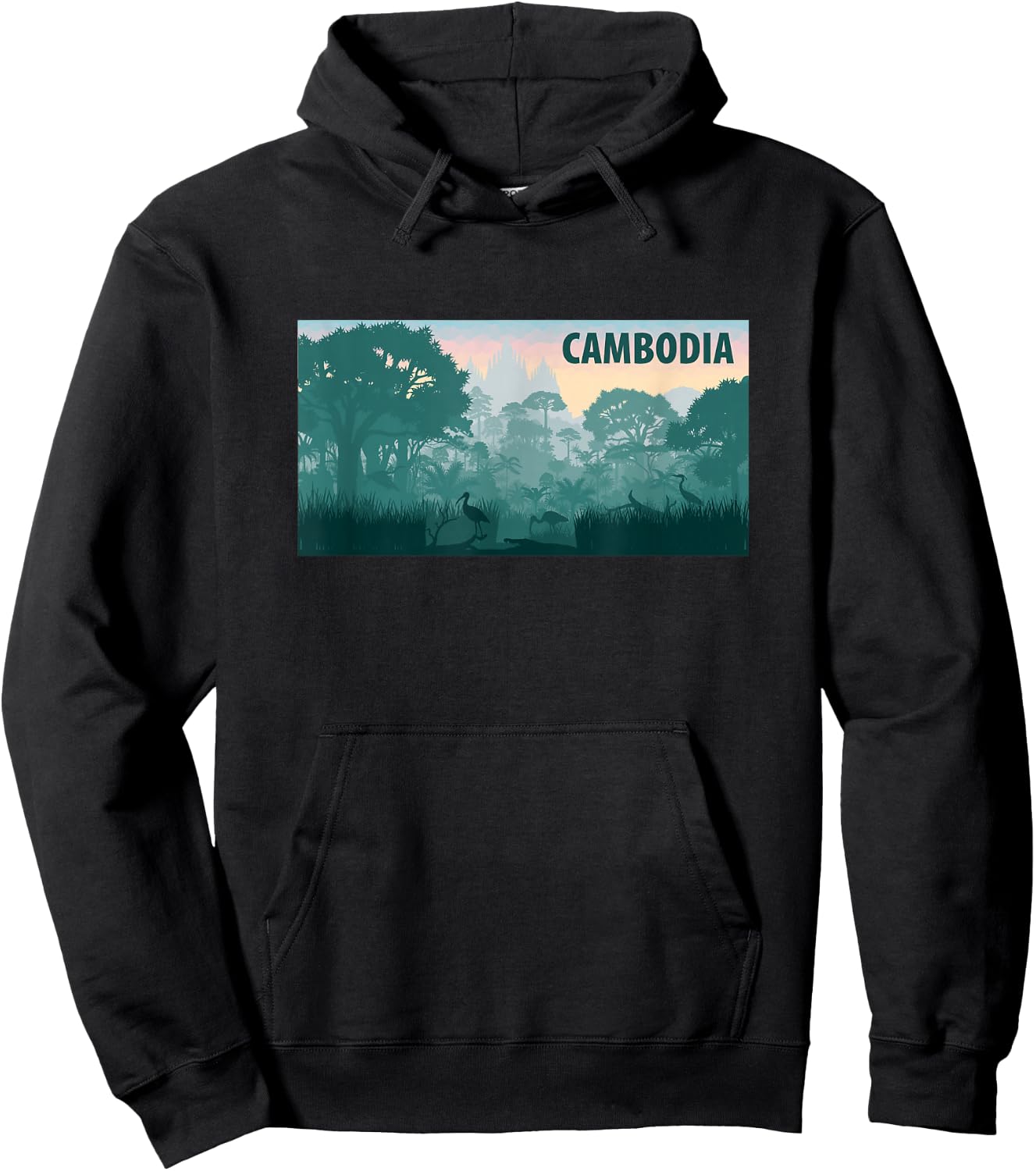 Cambodia Jungle Temple Scenery Hoodie - Hoodie | Black